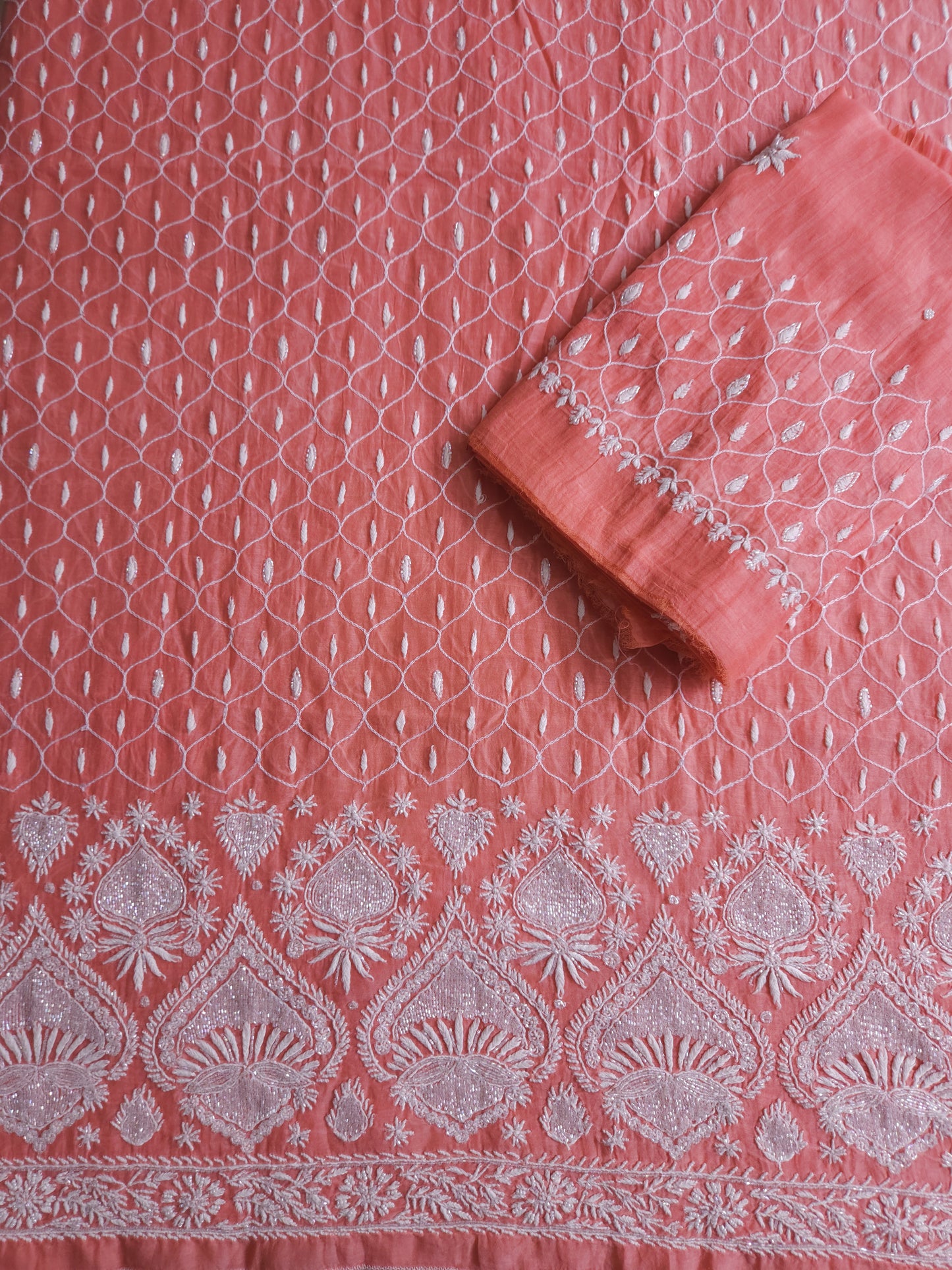 Malmal Chanderi 2-Piece Set (Pinkish Peach)