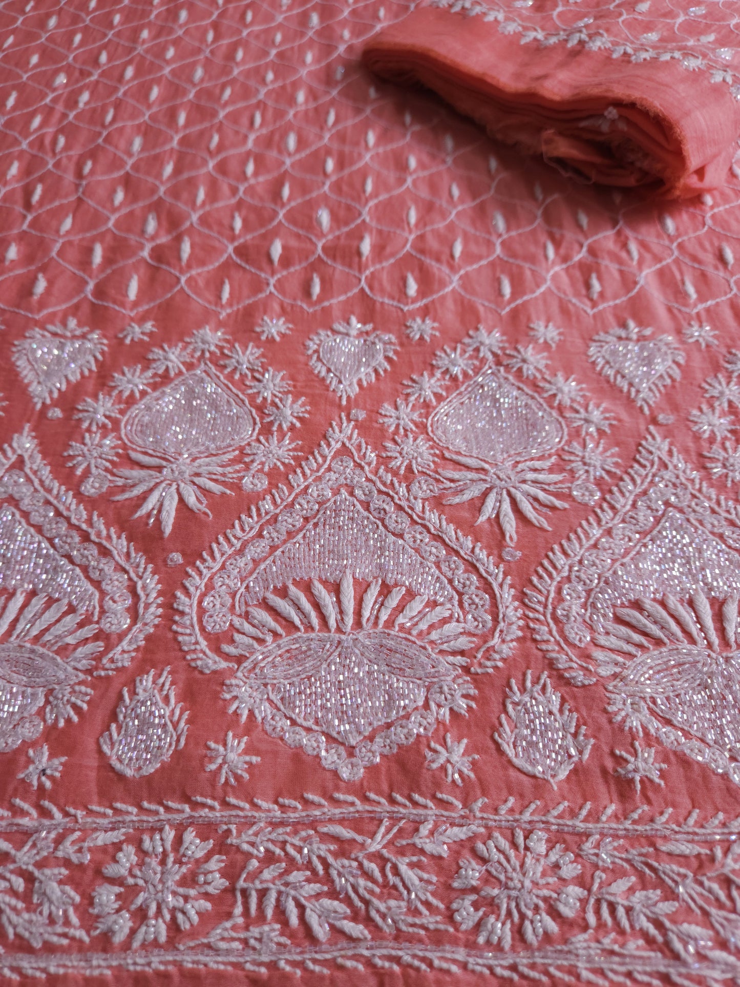 Malmal Chanderi 2-Piece Set (Pinkish Peach)