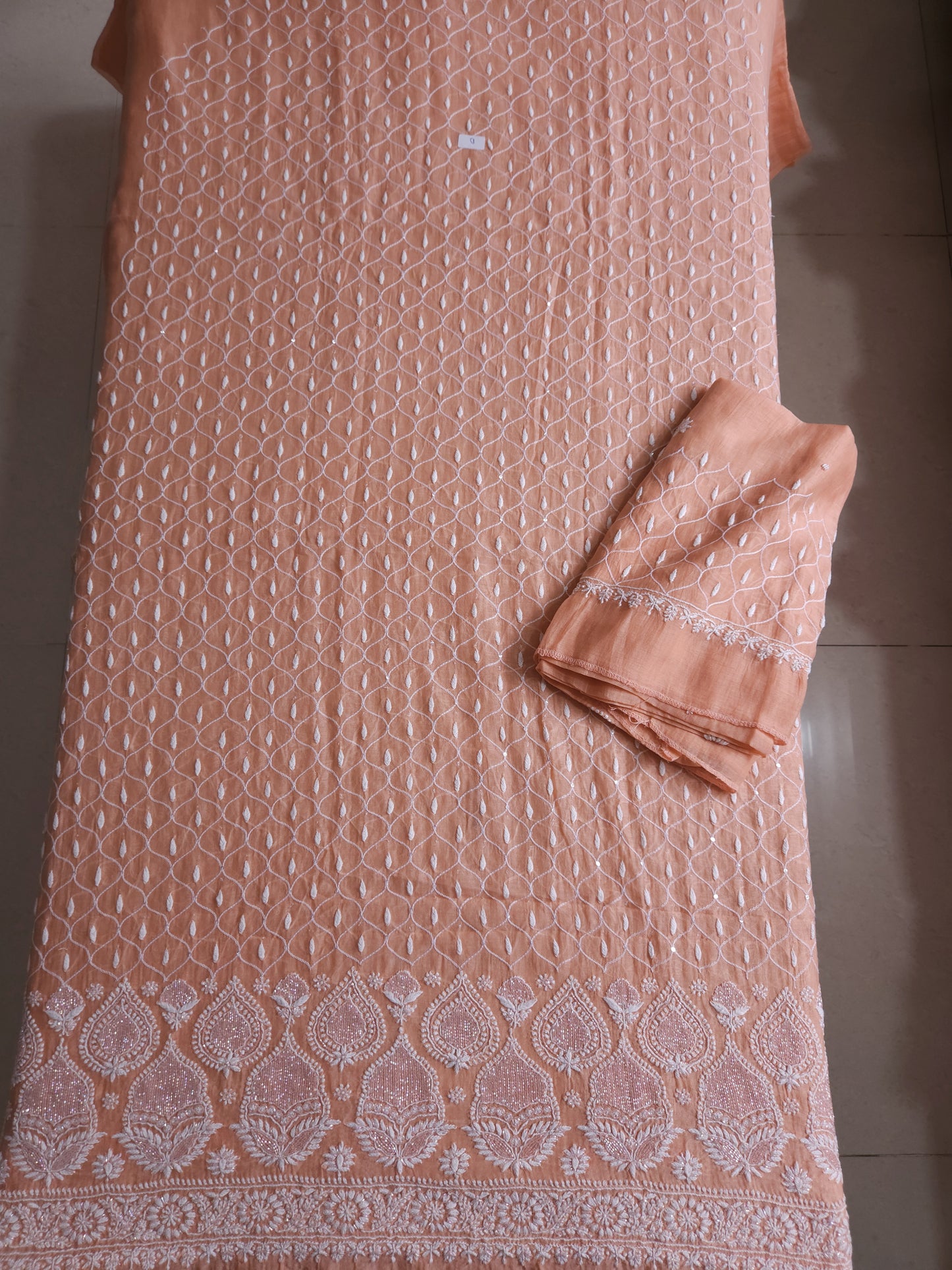 Malmal Chanderi 2-Piece Set (Peach)