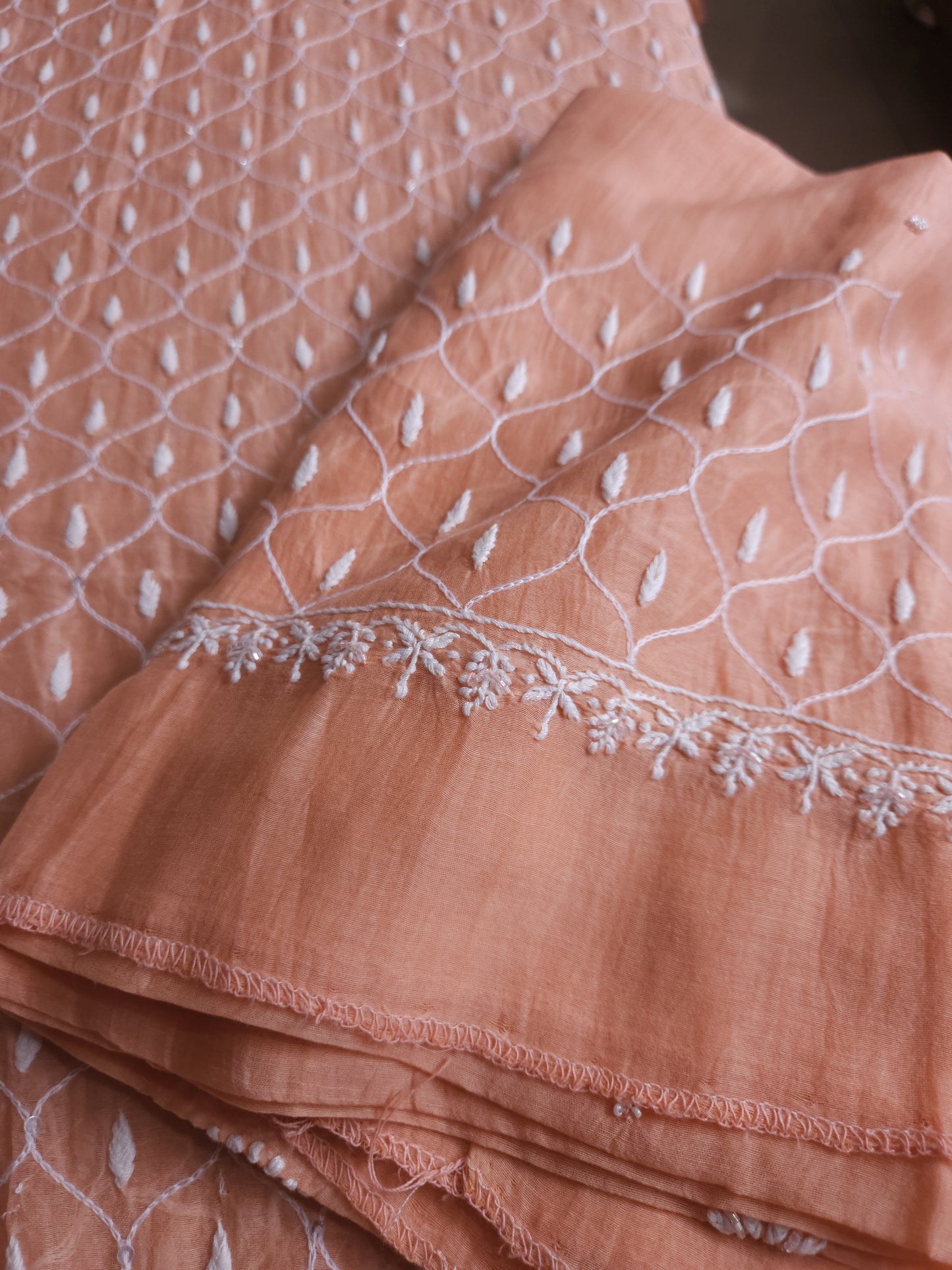 Malmal Chanderi 2-Piece Set (Peach)