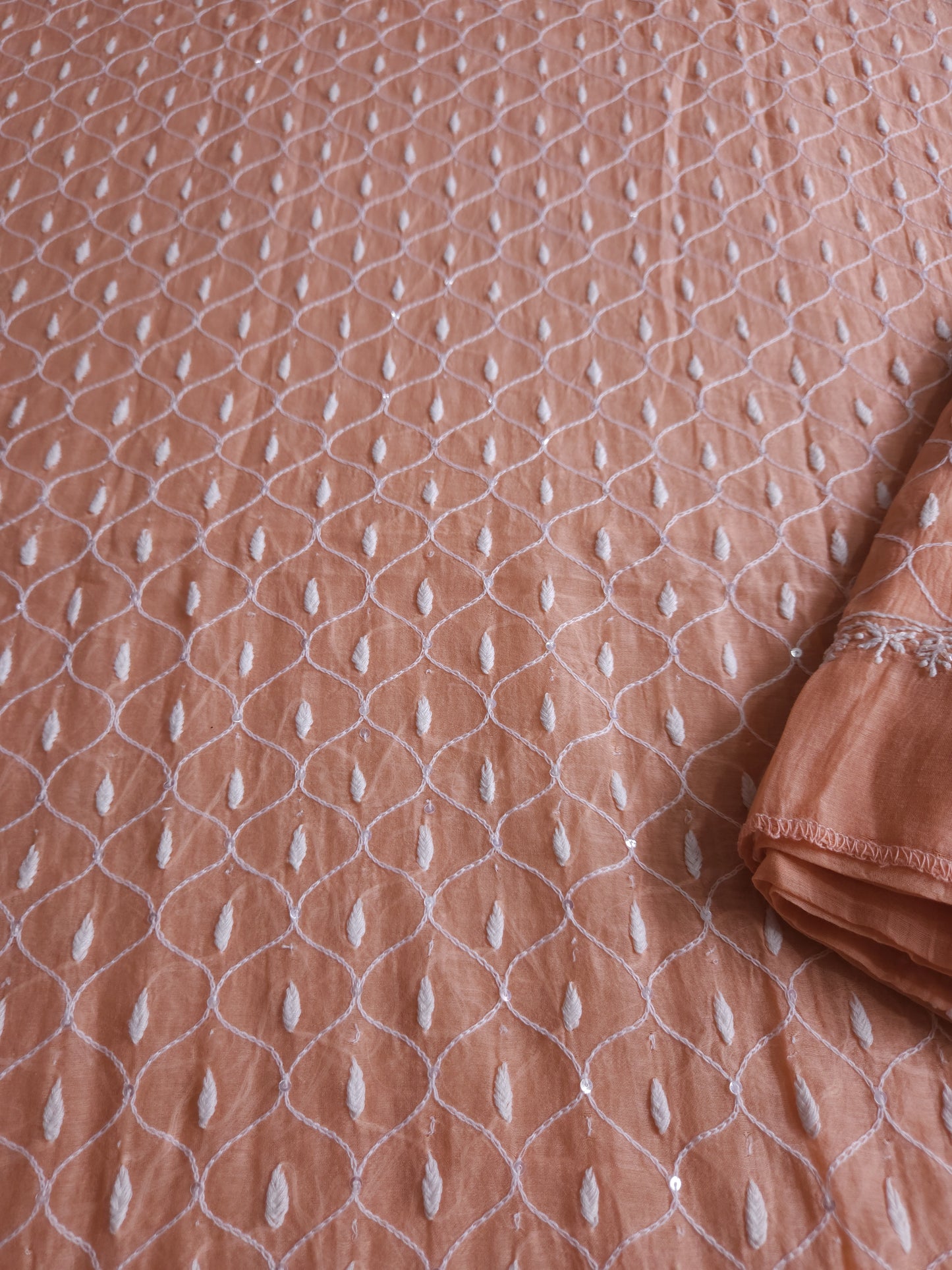 Malmal Chanderi 2-Piece Set (Peach)