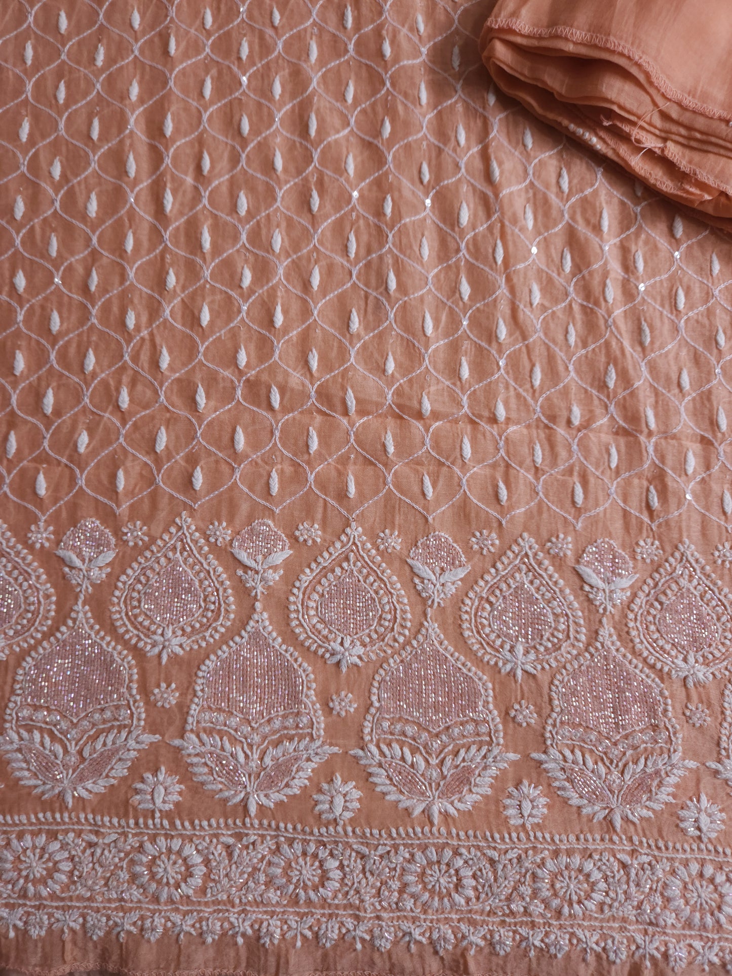 Malmal Chanderi 2-Piece Set (Peach)
