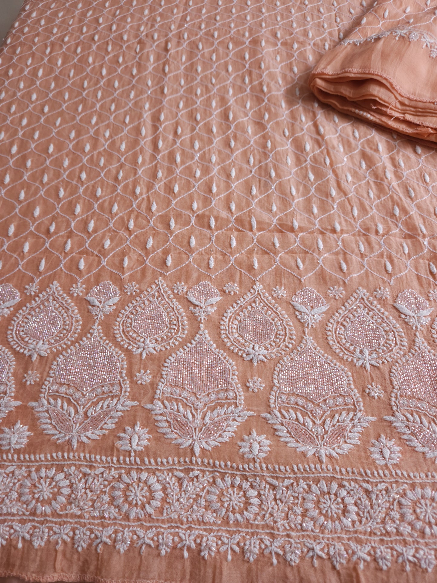 Malmal Chanderi 2-Piece Set (Peach)