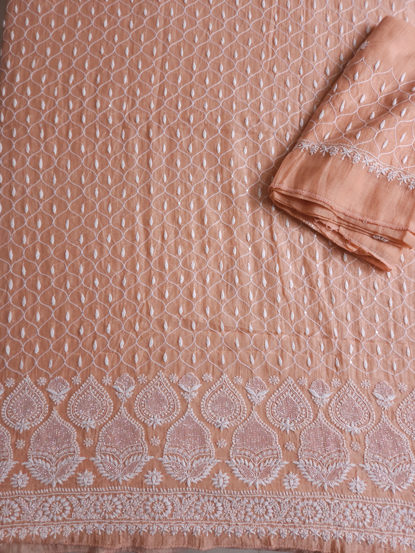 Malmal Chanderi 2-Piece Set (Peach)
