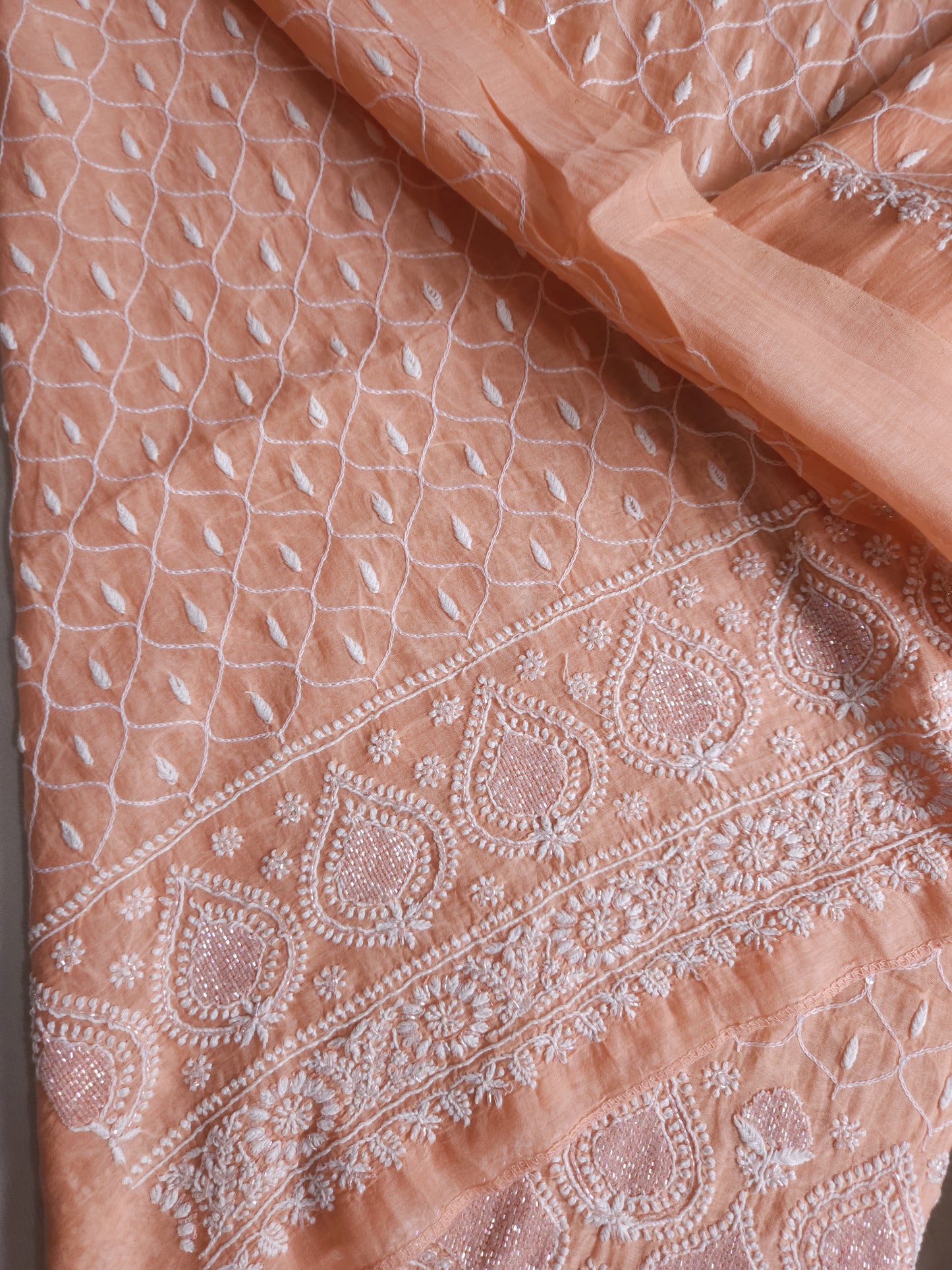 Malmal Chanderi 2-Piece Set (Peach)