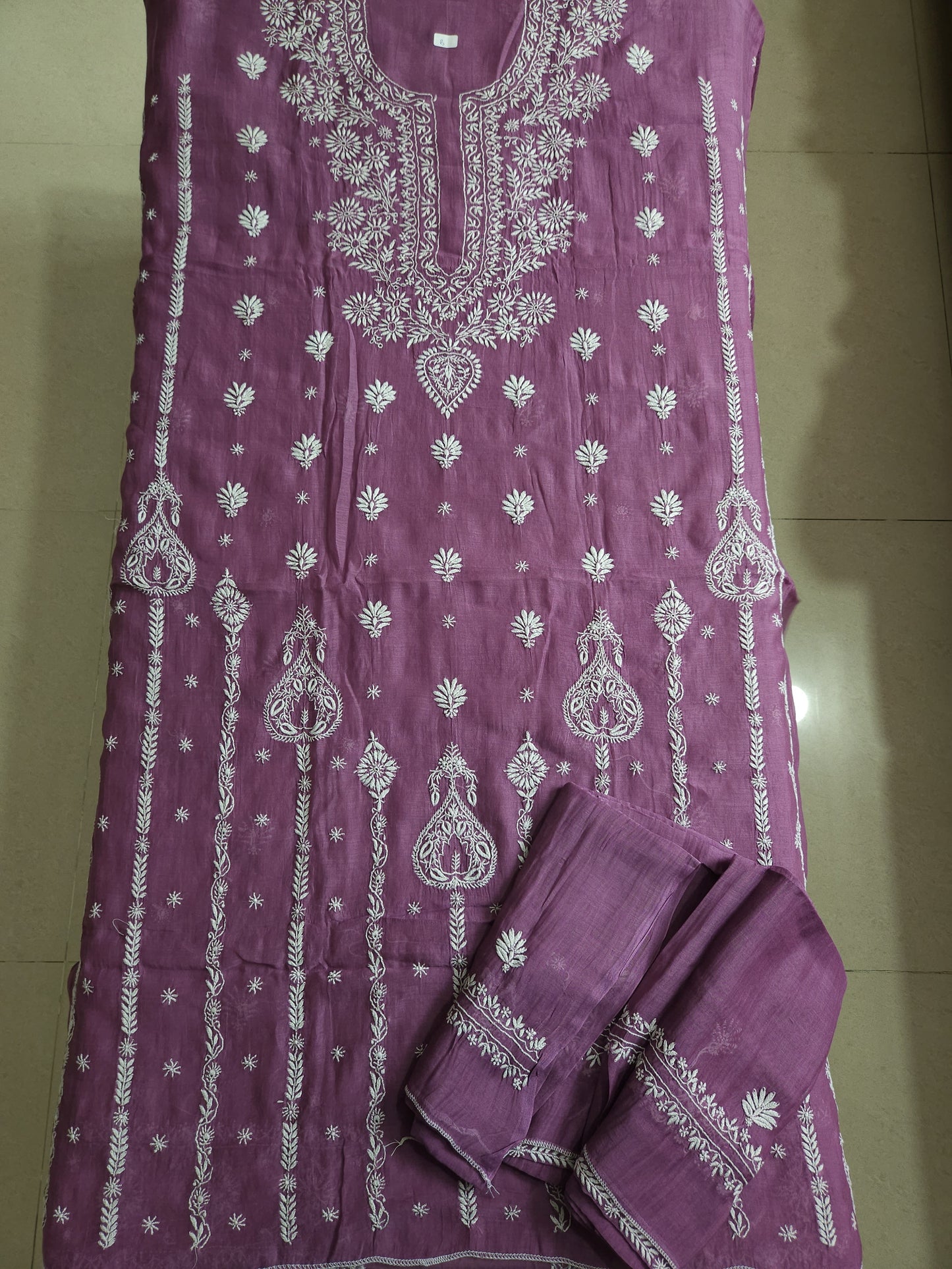 Malmal Chanderi 2-Piece Set (Muted Purple)