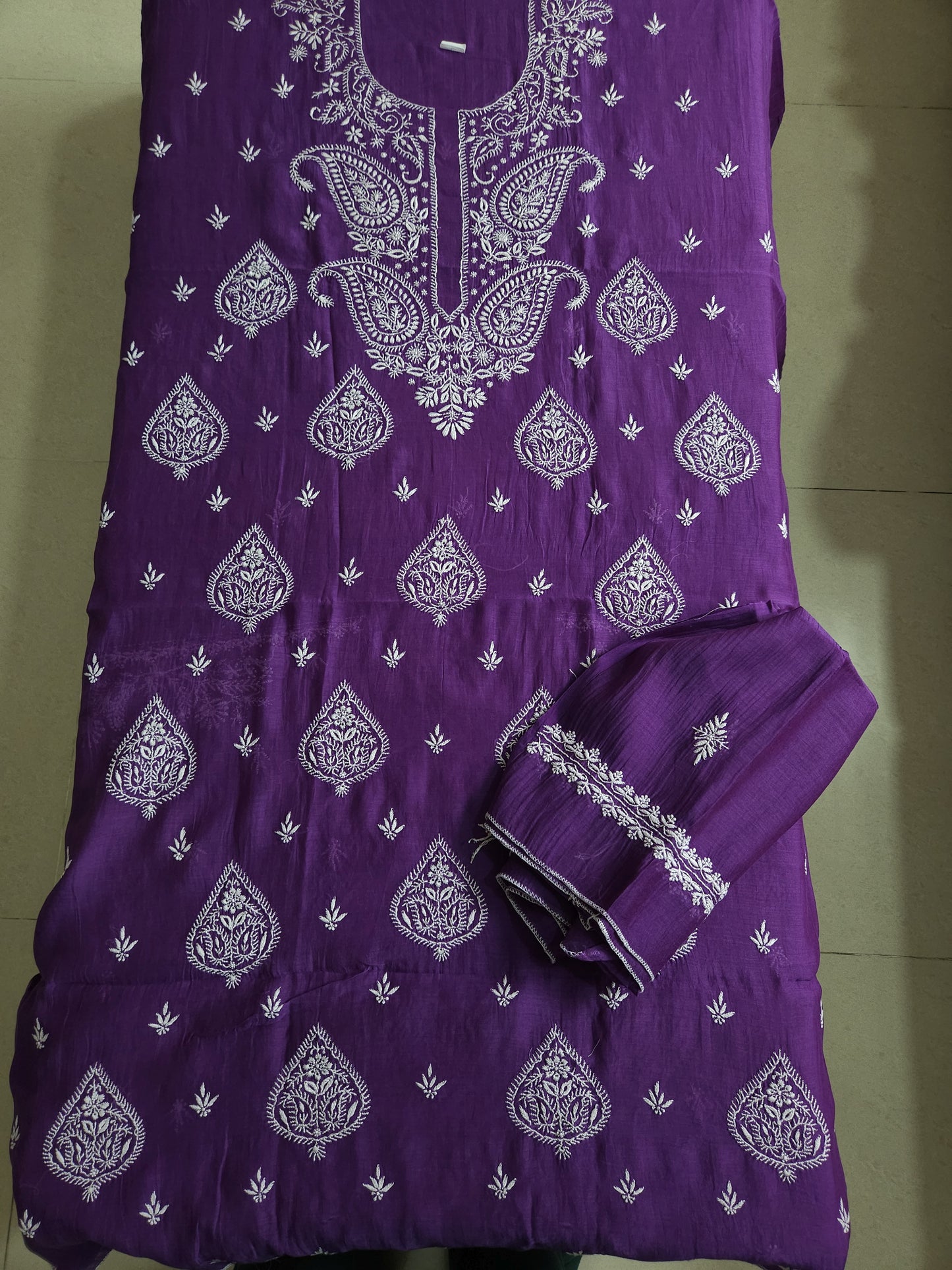Malmal Chanderi 2-Piece Set (Dark Lavender)