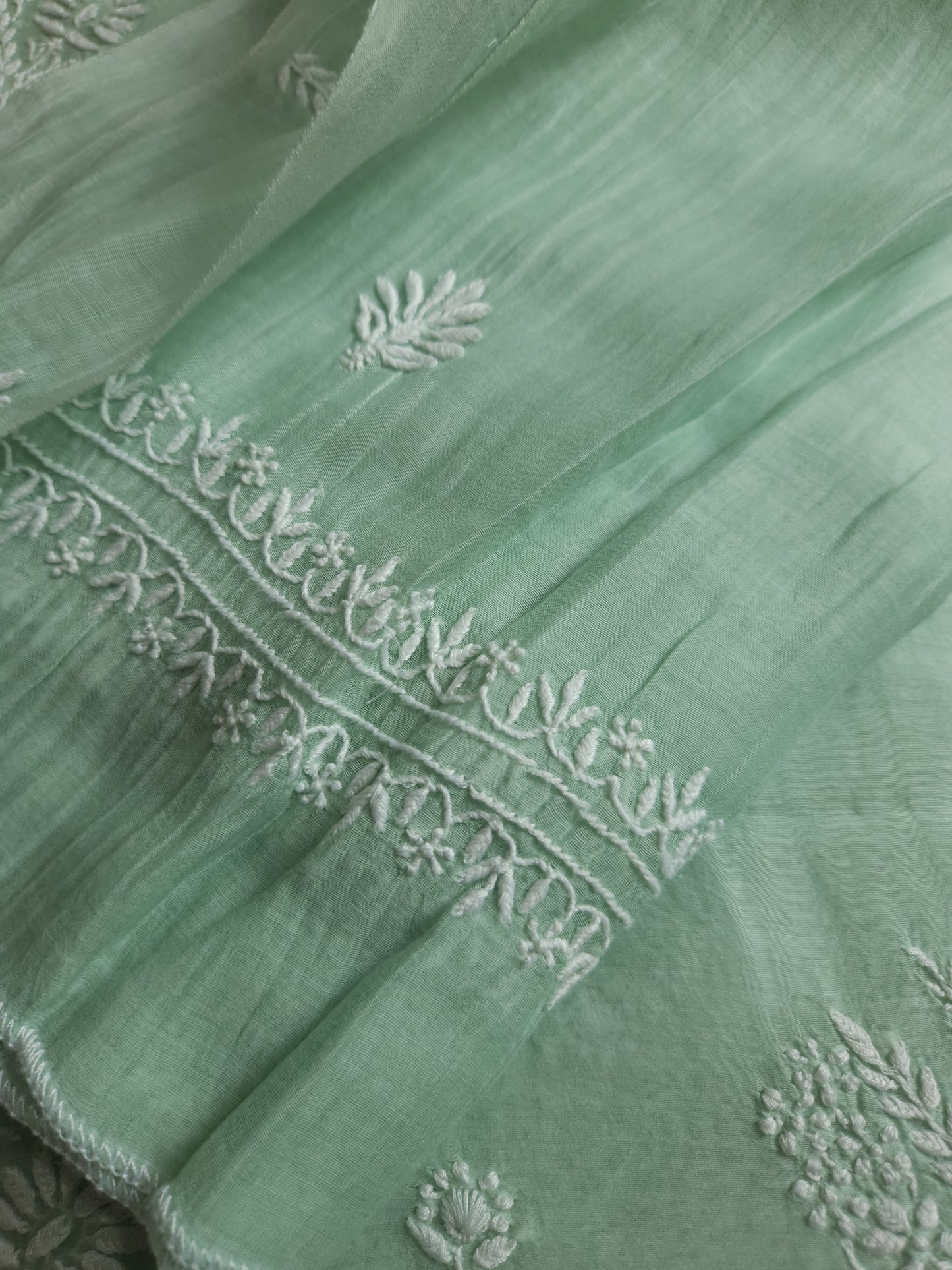Malmal Chanderi 2-Piece Set (Spanish Green)