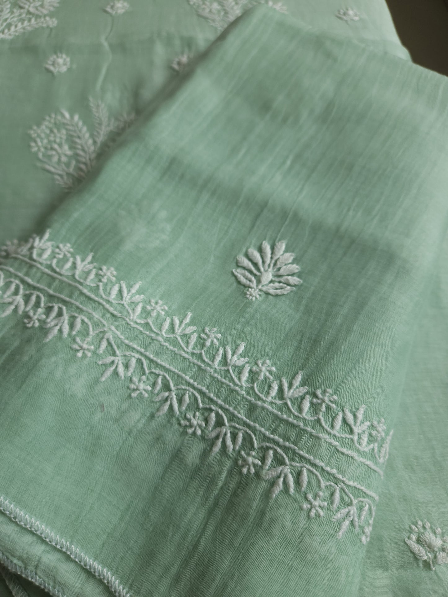 Malmal Chanderi 2-Piece Set (Spanish Green)