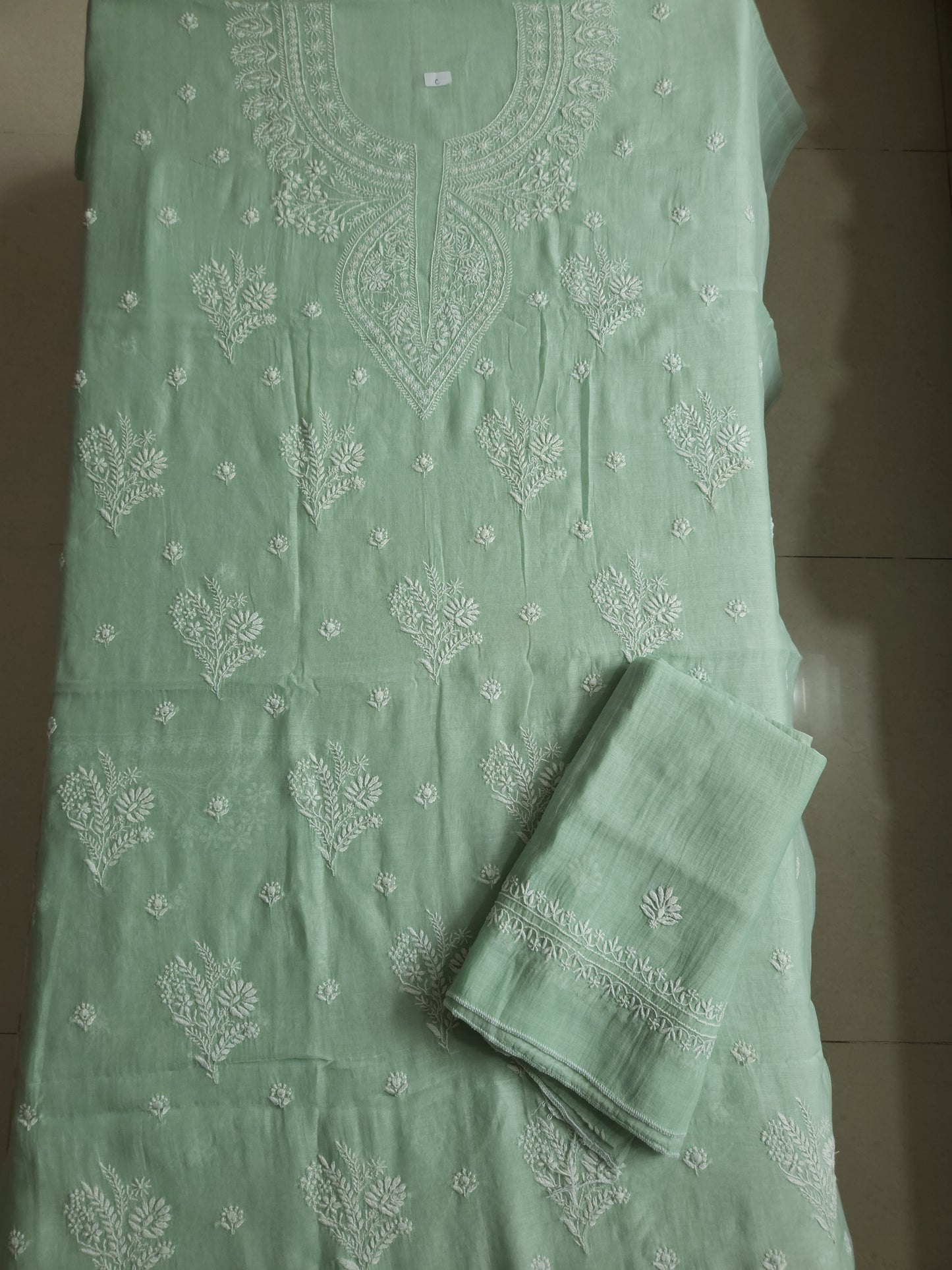 Malmal Chanderi 2-Piece Set (Spanish Green)