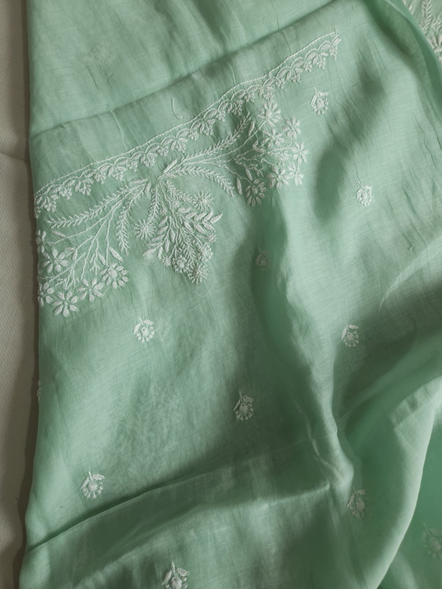 Malmal Chanderi 2-Piece Set (Spanish Green)
