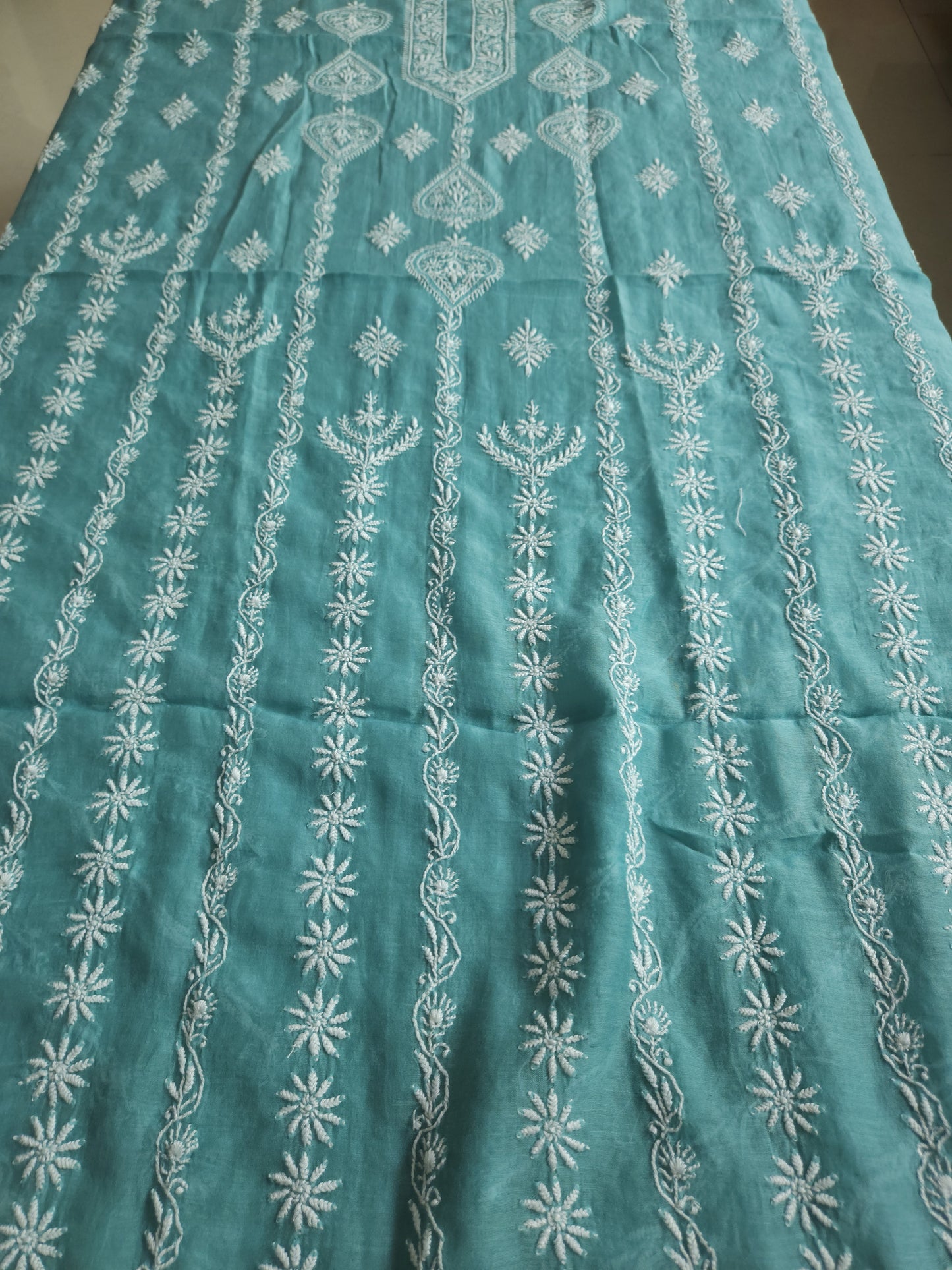 Malmal Chanderi 2-Piece Set (Dusty Teal)