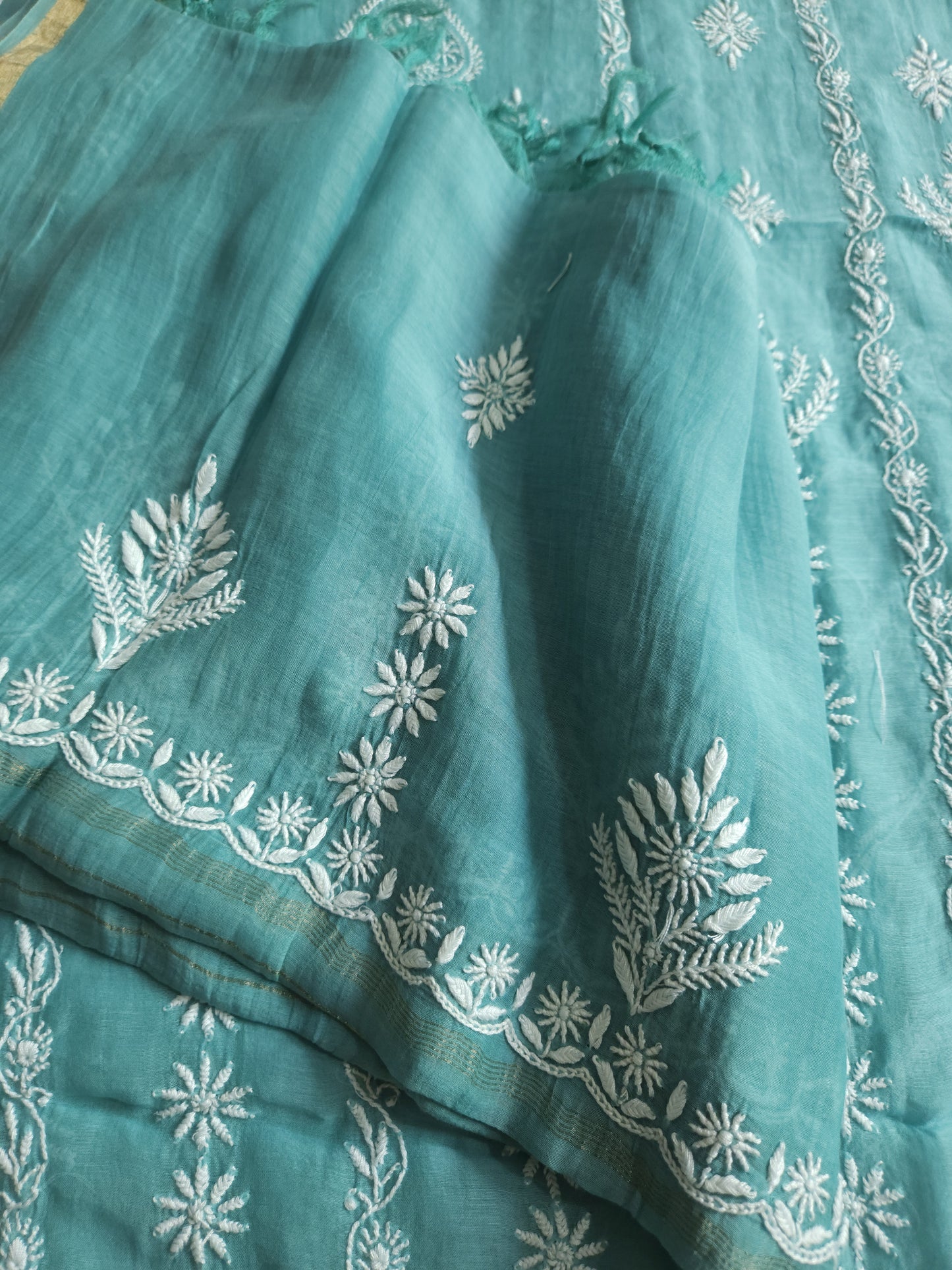 Malmal Chanderi 2-Piece Set (Dusty Teal)