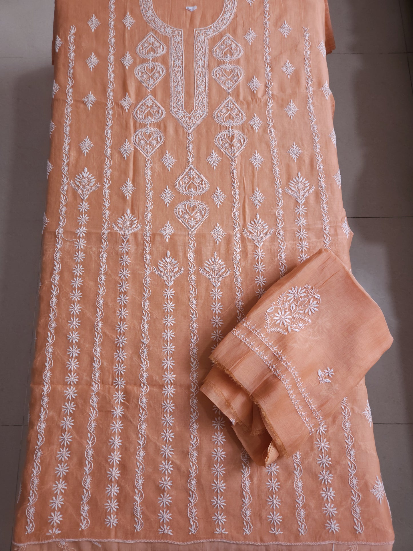 Malmal Chanderi 2-Piece Set (Peach)