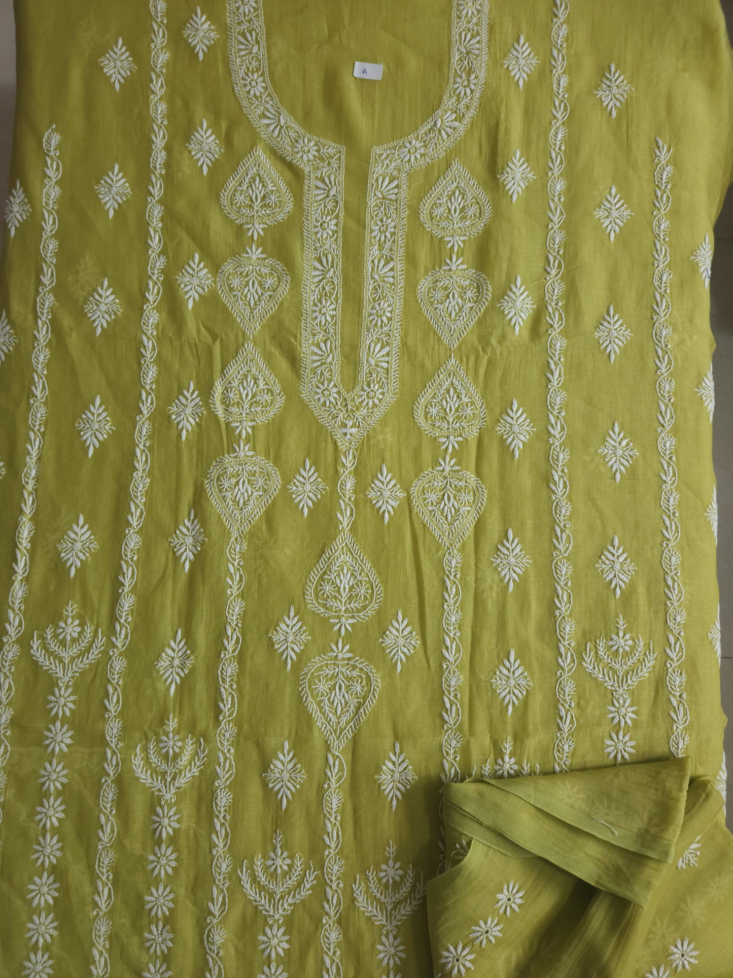 Malmal Chanderi 2-Piece Set (Olive Green)