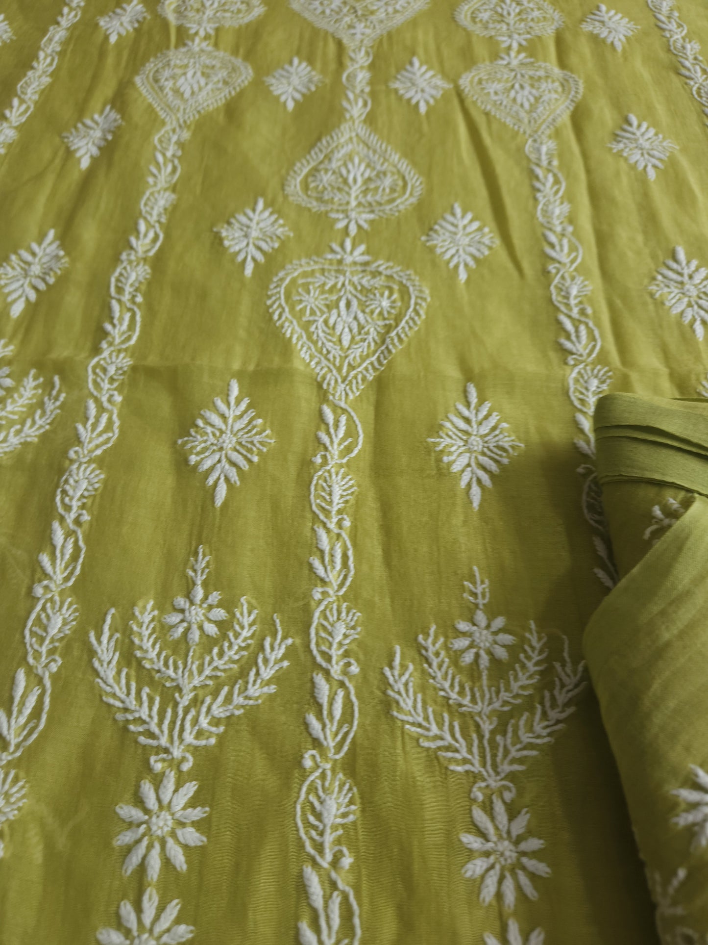 Malmal Chanderi 2-Piece Set (Olive Green)