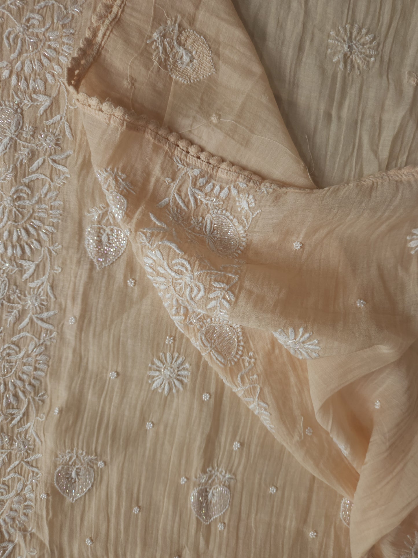 Malmal Chanderi Kaftan (Light Brown)