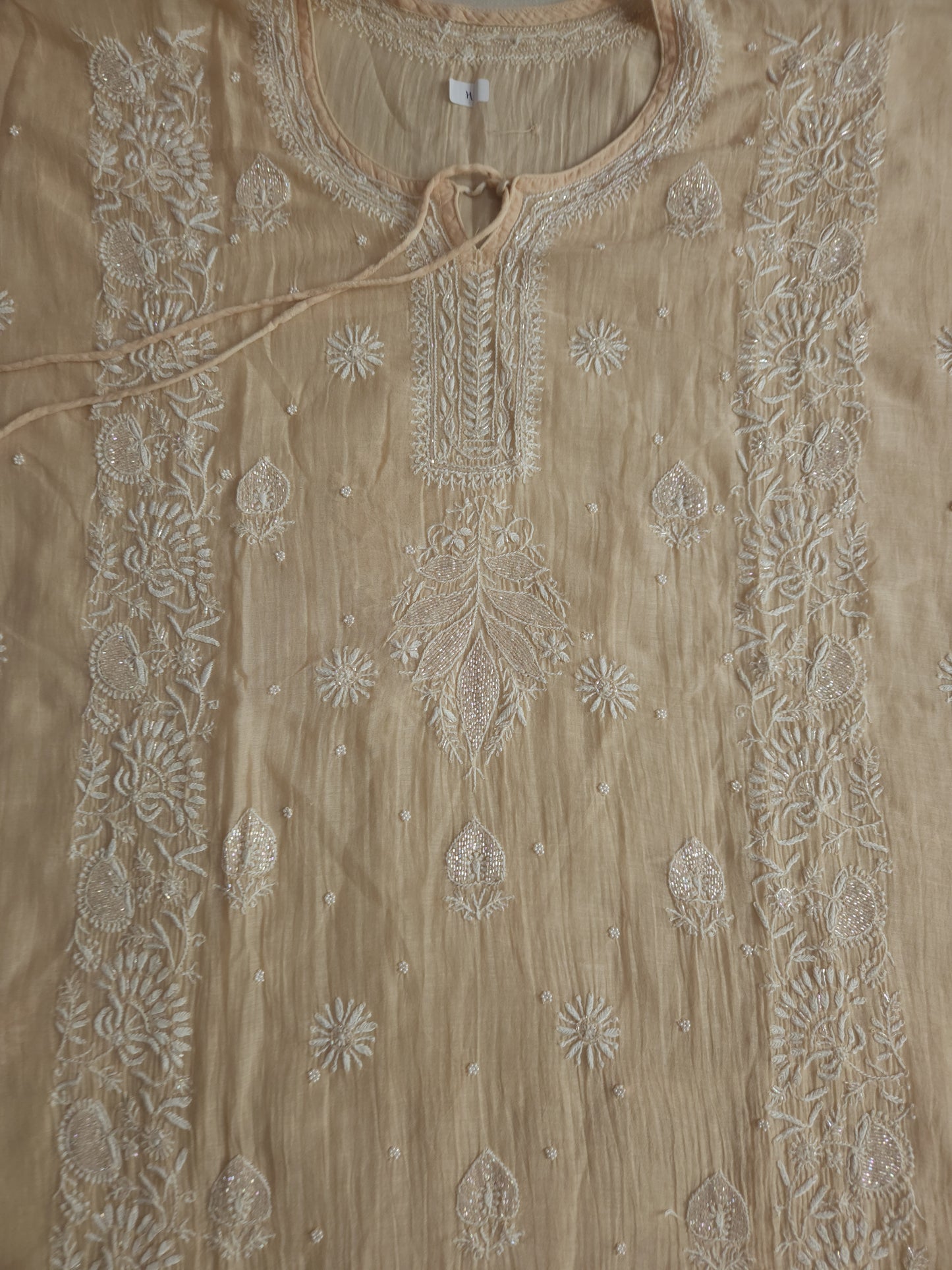 Malmal Chanderi Kaftan (Light Brown)