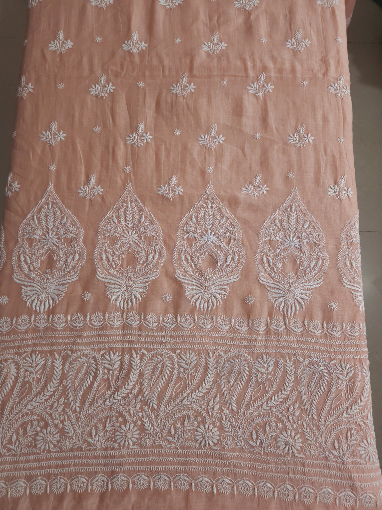 Malmal Chanderi Saree (Peach)