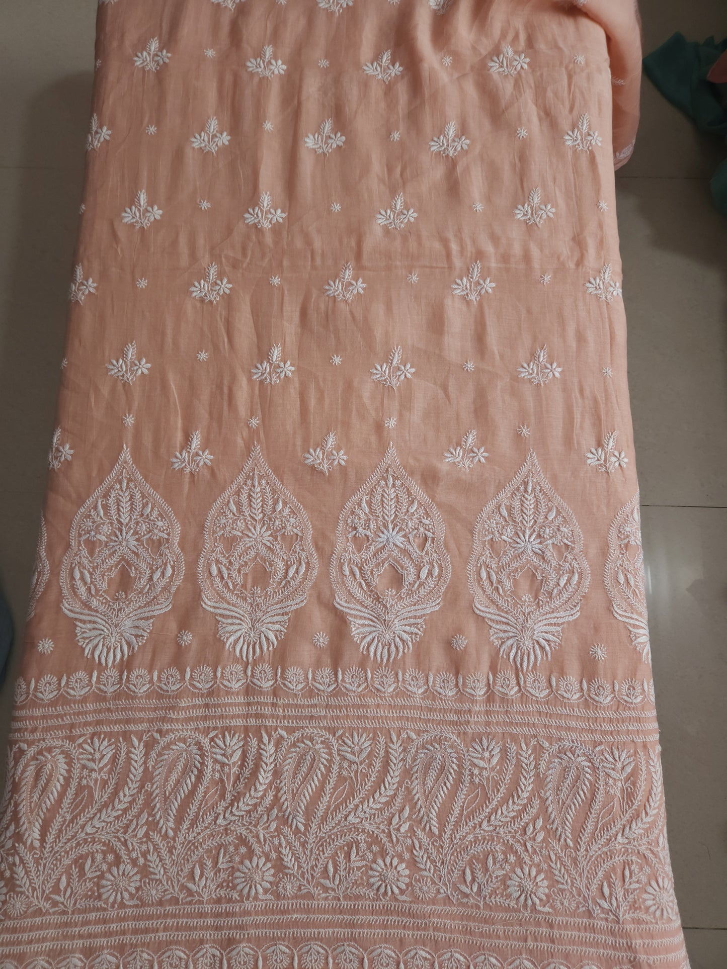 Malmal Chanderi Saree (Peach)