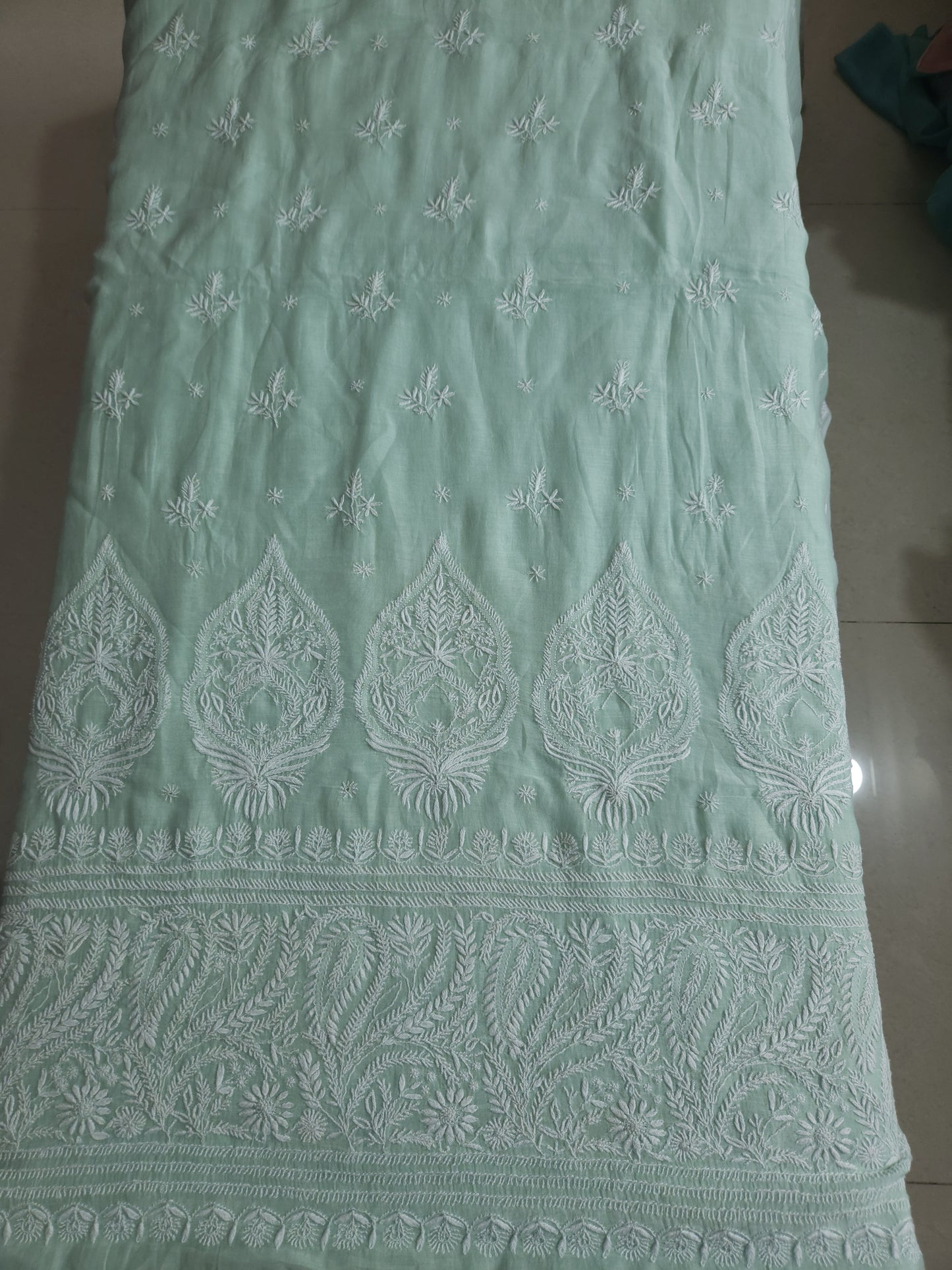 Malmal Chanderi Saree (Sea Green)