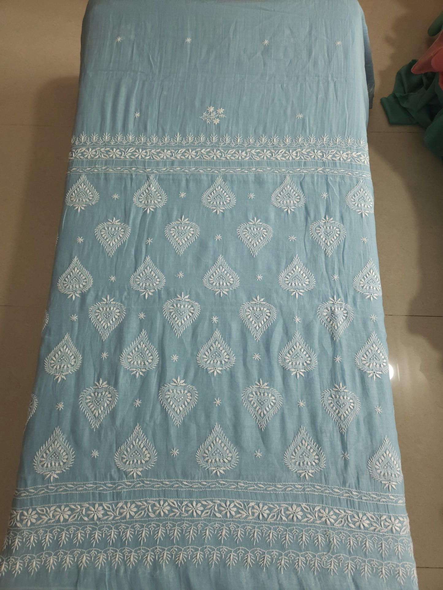Malmal Chanderi Saree (Ice Blue)