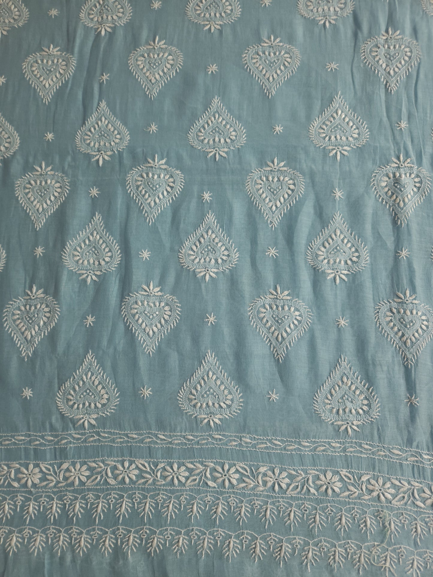 Malmal Chanderi Saree (Ice Blue)
