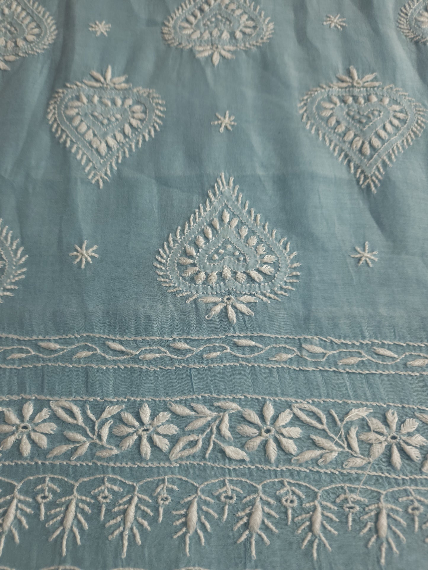 Malmal Chanderi Saree (Ice Blue)