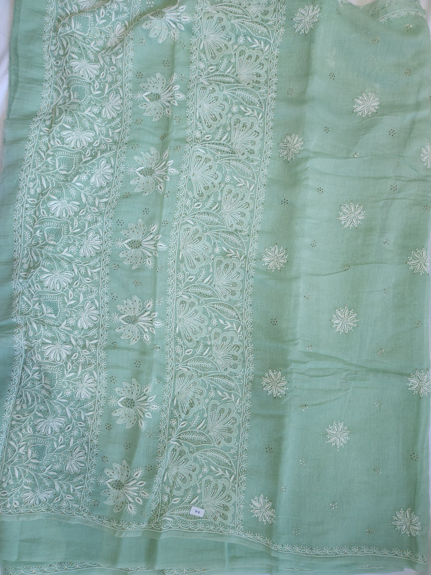 Malmal Chanderi Saree (Light Green)