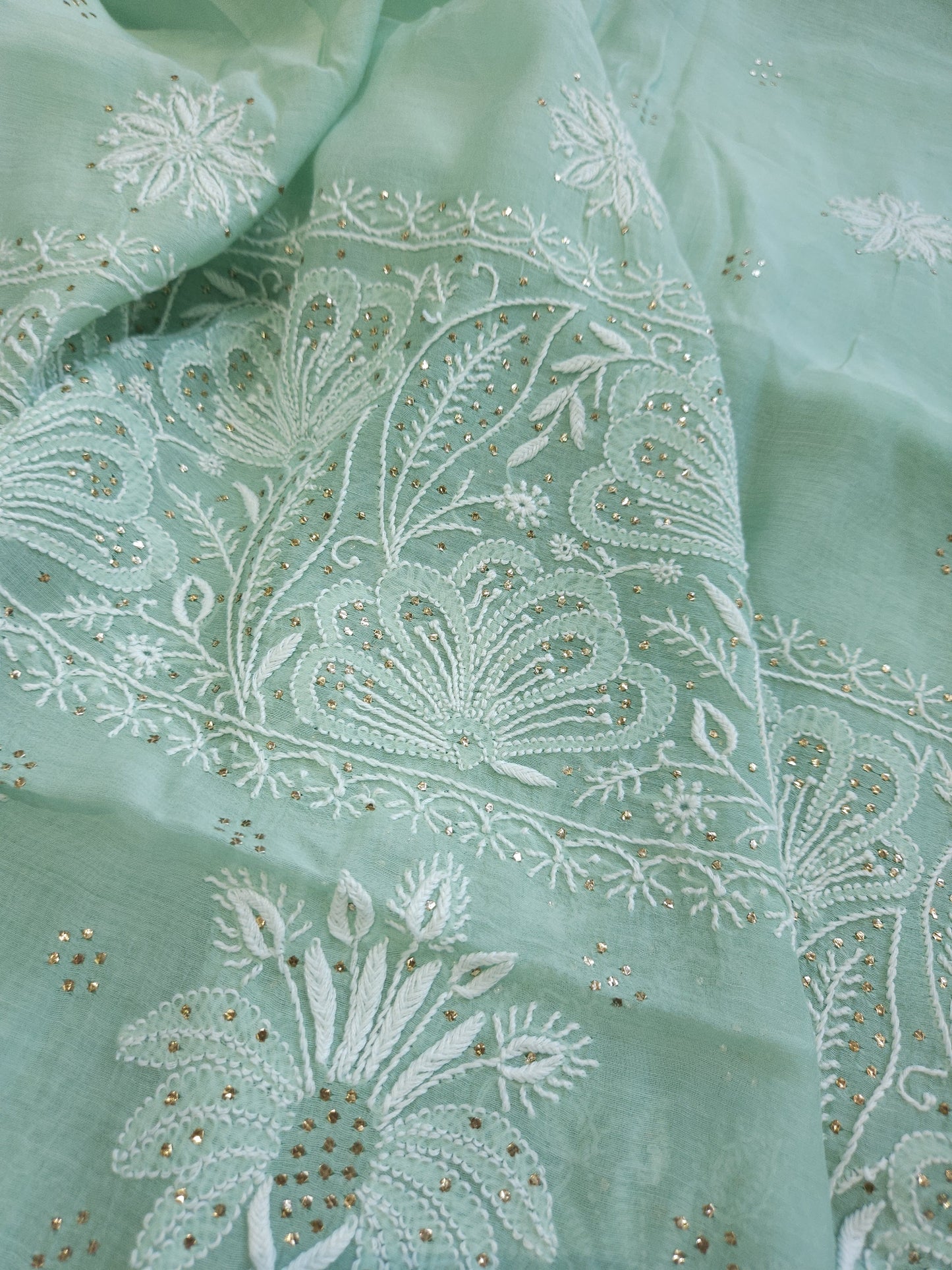 Malmal Chanderi Saree (Light Green)