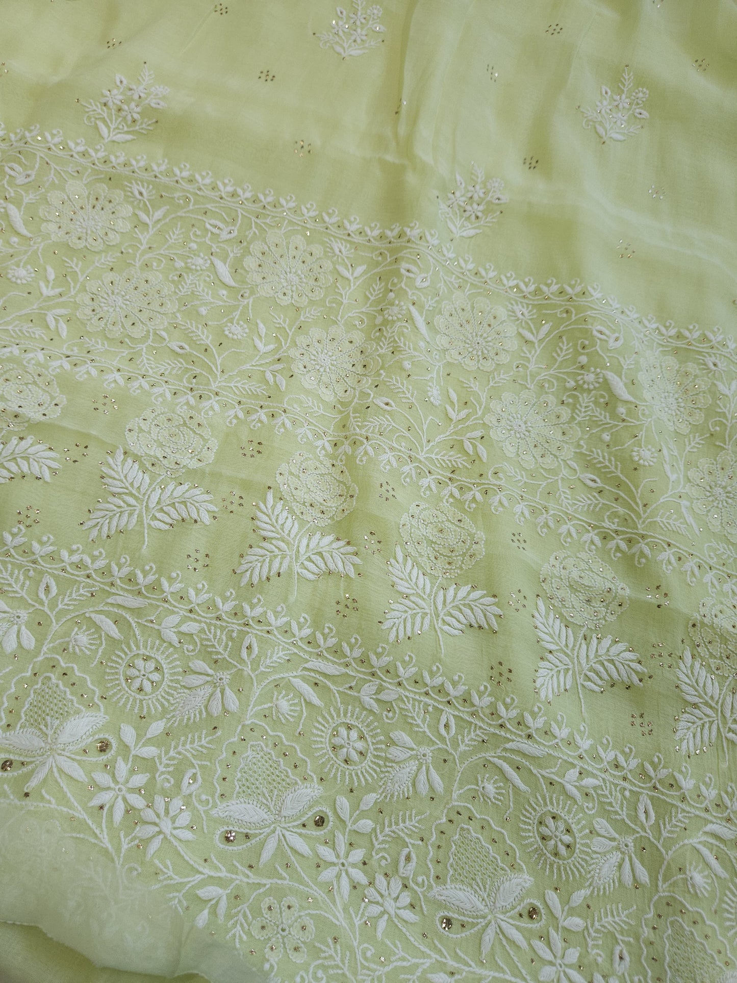 Malmal Chanderi Saree (Pista Green)