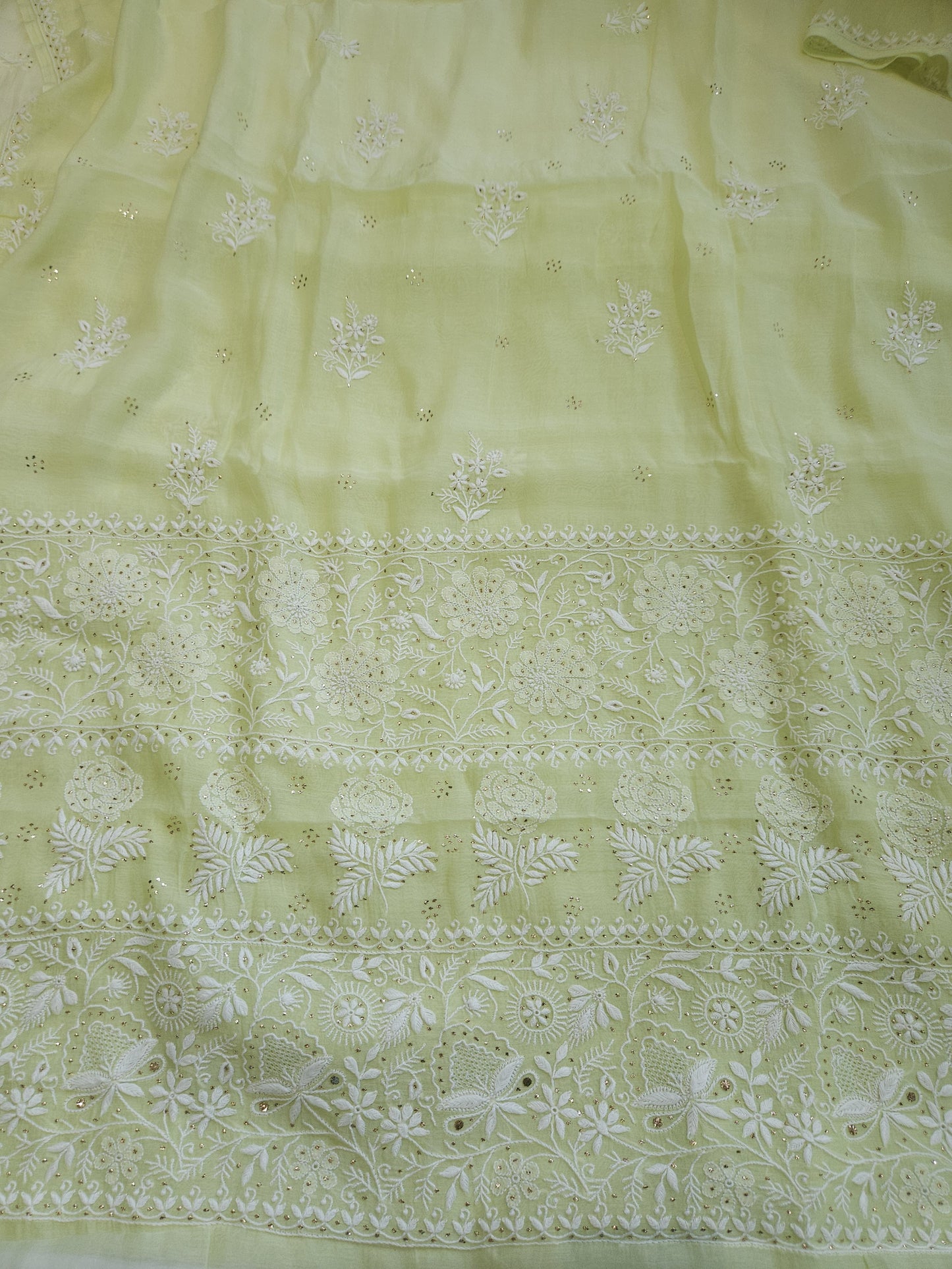 Malmal Chanderi Saree (Pista Green)