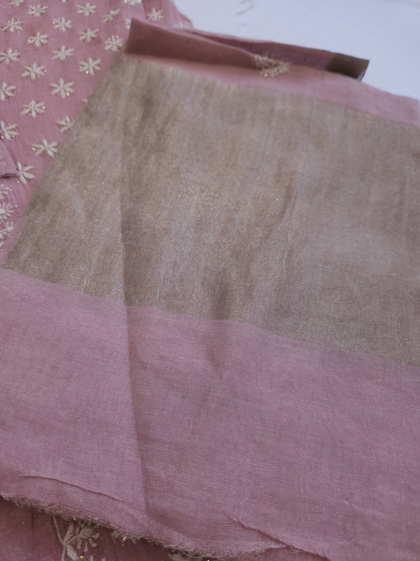 Pure Zari Tissue 2-Piece Angrakha Set (Dark Blush Pink)