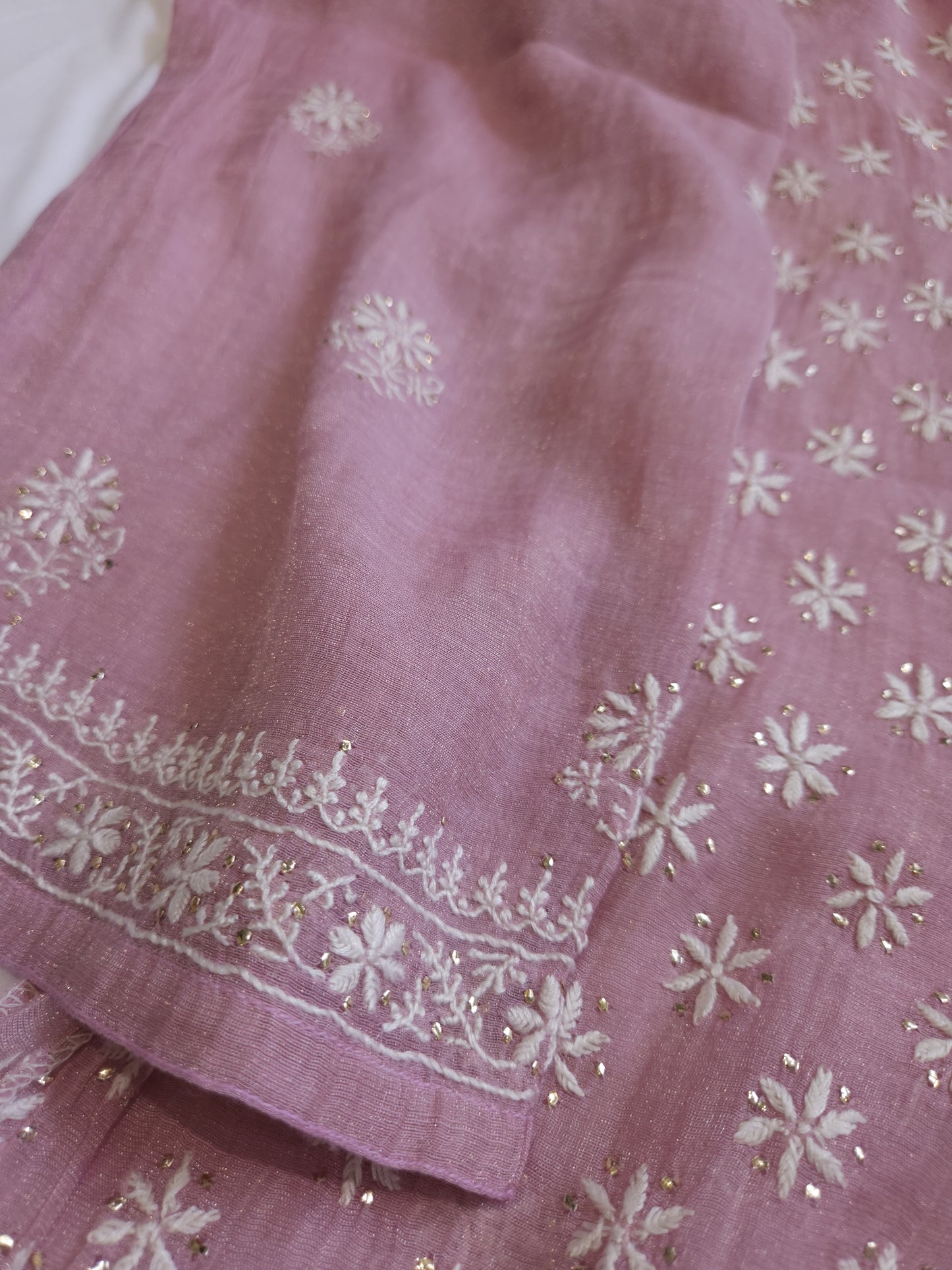 Pure Zari Tissue 2-Piece Angrakha Set (Dark Blush Pink)