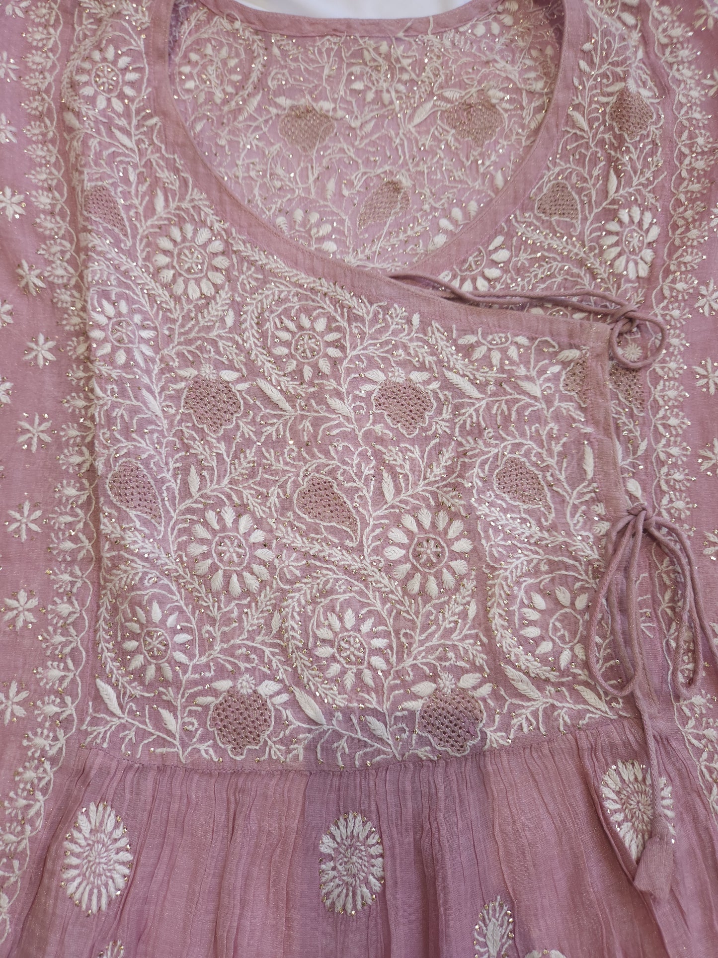 Pure Zari Tissue 2-Piece Angrakha Set (Dark Blush Pink)