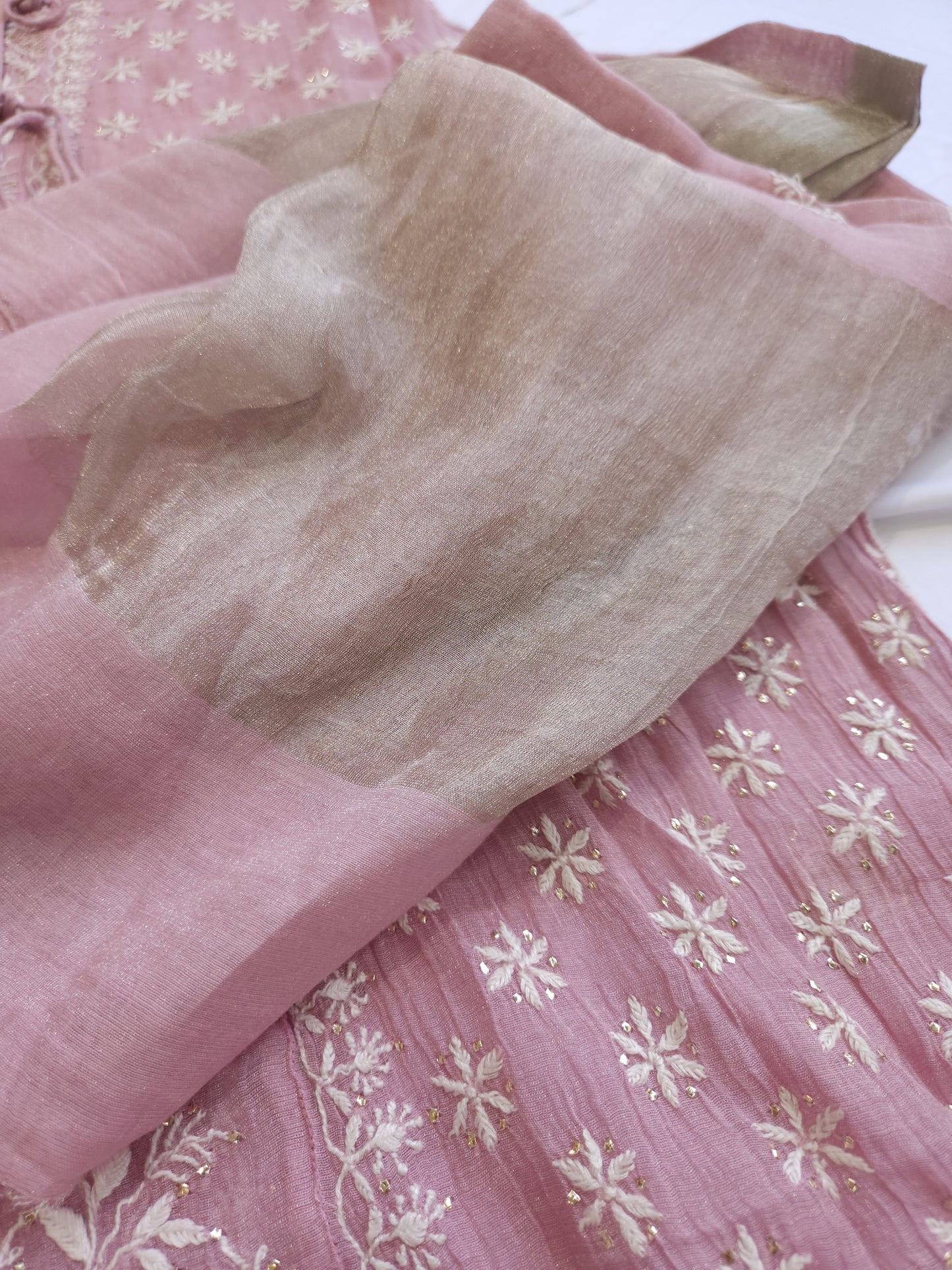 Pure Zari Tissue 2-Piece Angrakha Set (Dark Blush Pink)
