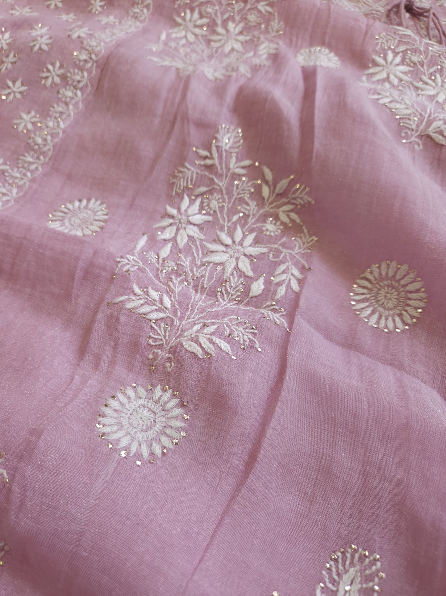 Pure Zari Tissue 2-Piece Angrakha Set (Dark Blush Pink)