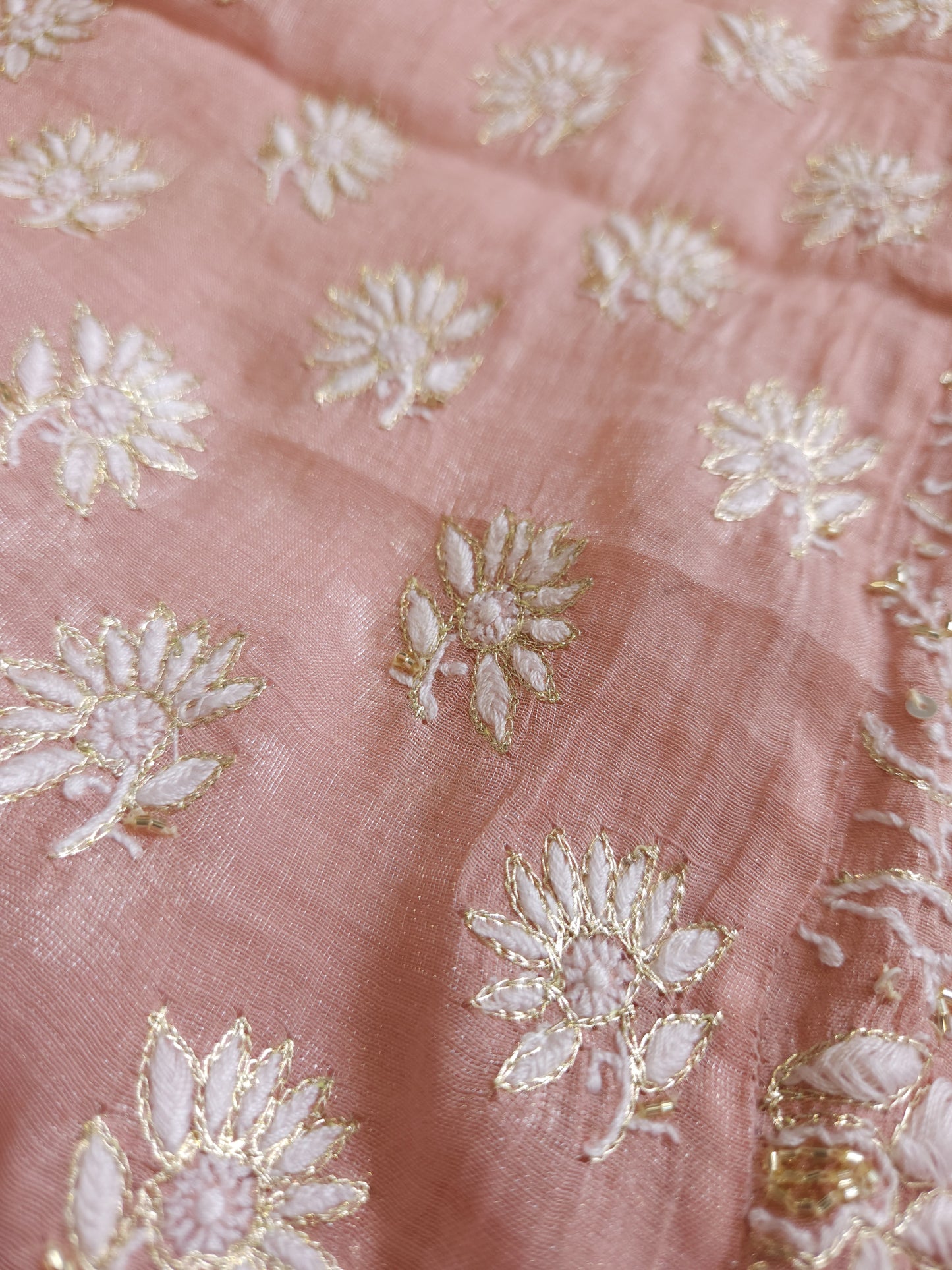 Pure Zari Tissue 2-Piece Set (Peach)