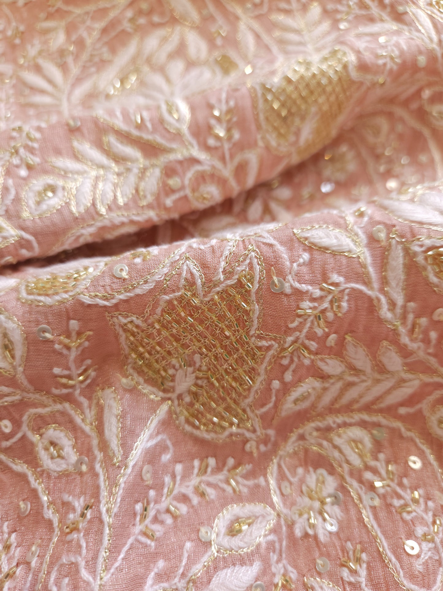 Pure Zari Tissue 2-Piece Set (Peach)
