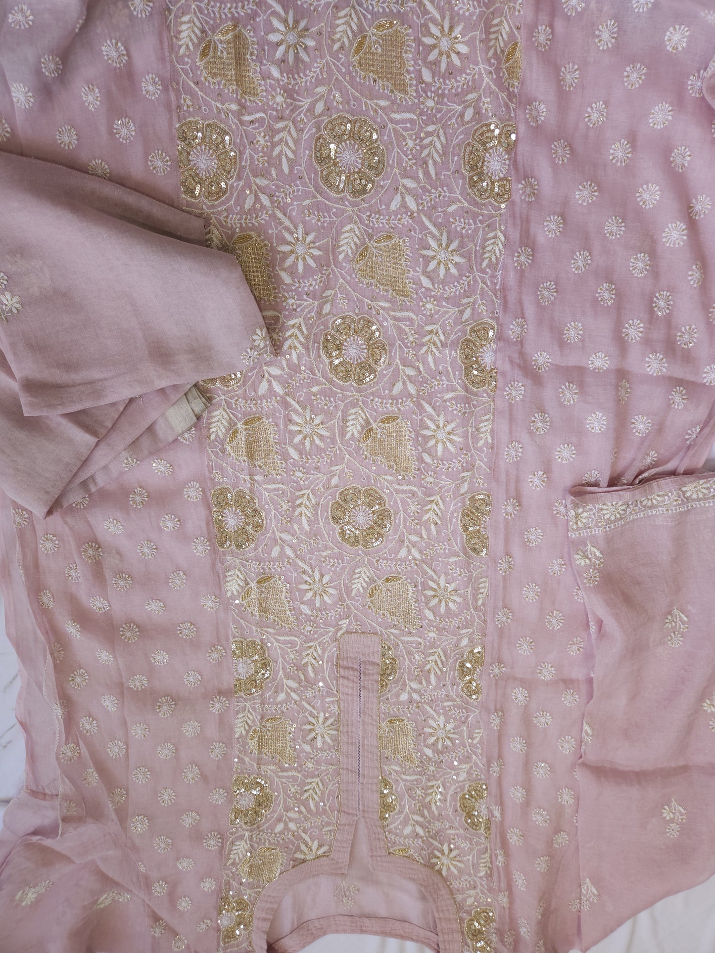 Pure Zari Tissue 2-Piece Set (Mauvish Pink)