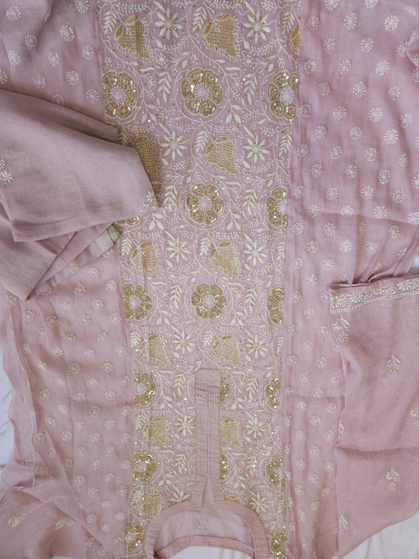 Pure Zari Tissue 2-Piece Set (Mauvish Pink)