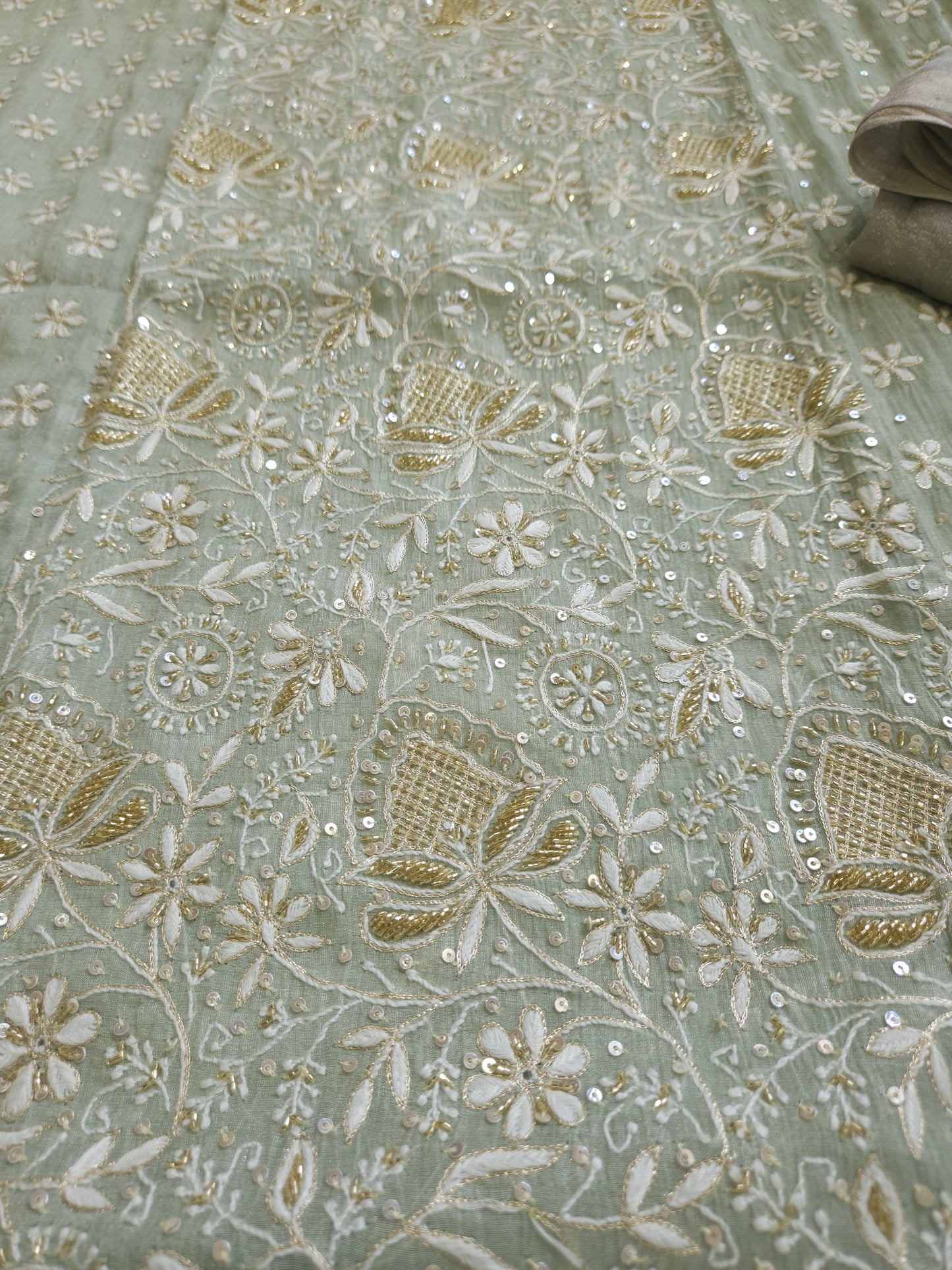 Pure Zari Tissue 2-Piece Set (Sage Green)