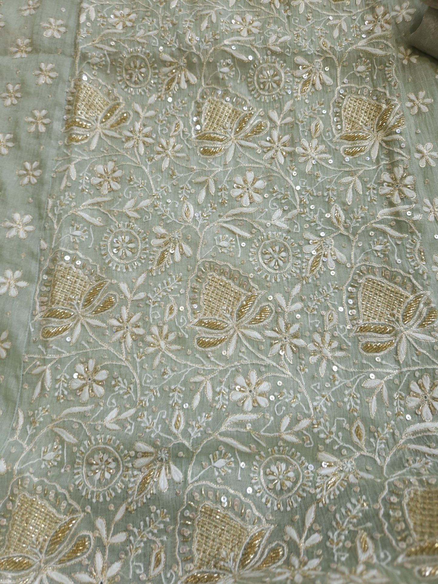 Pure Zari Tissue 2-Piece Set (Sage Green)