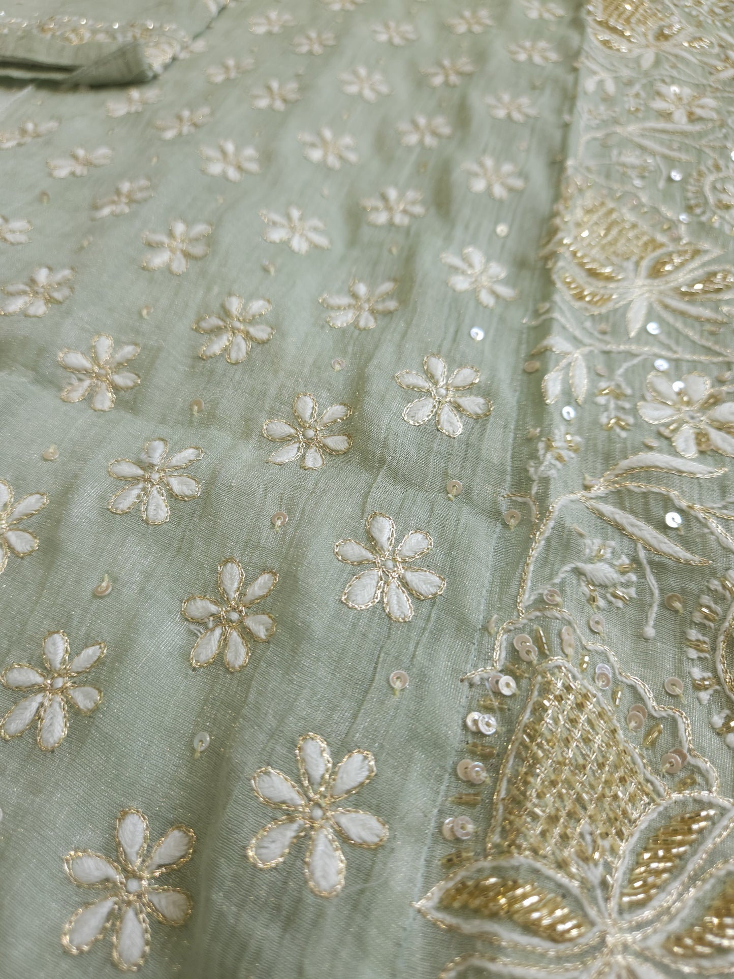 Pure Zari Tissue 2-Piece Set (Sage Green)