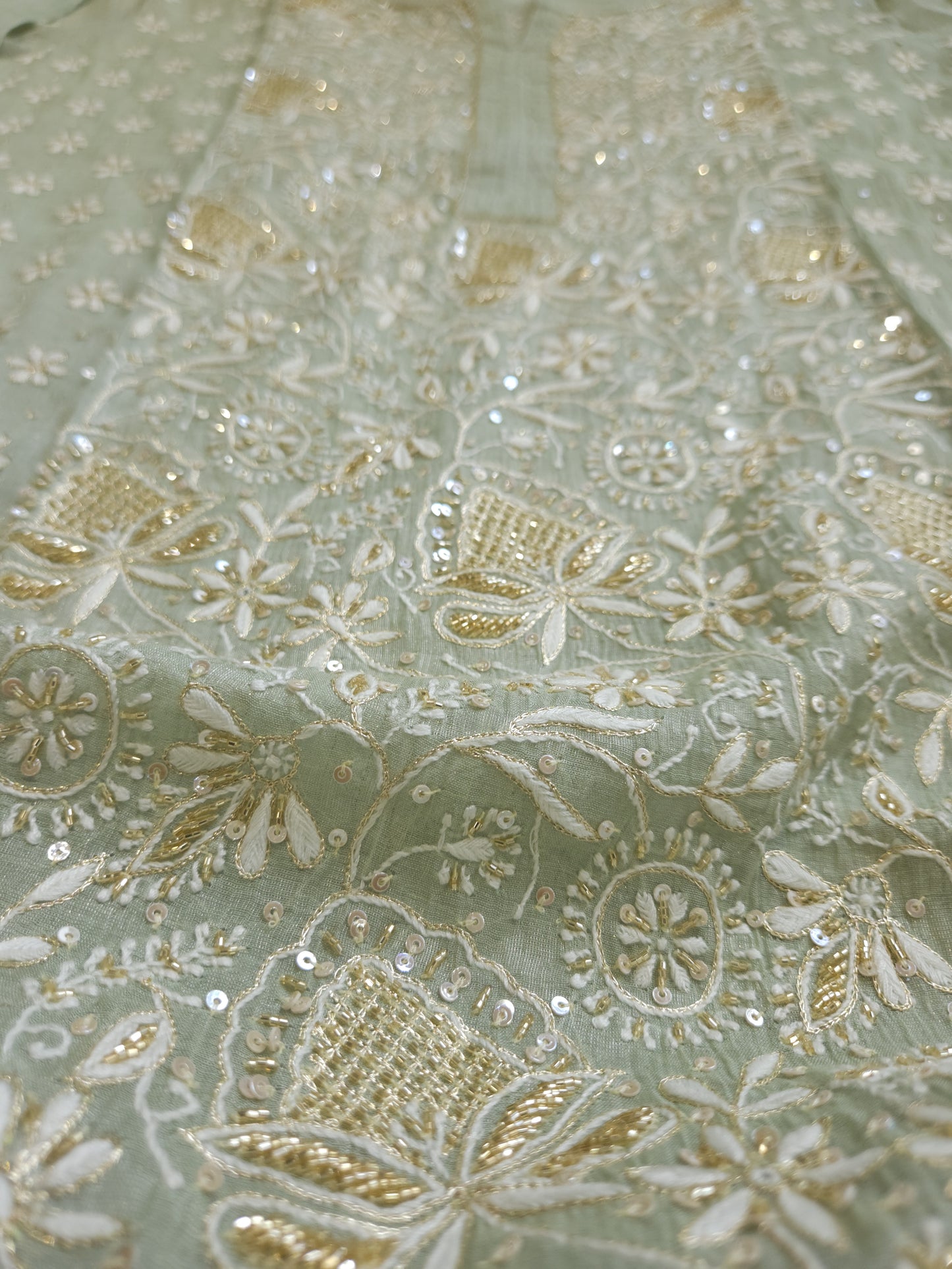 Pure Zari Tissue 2-Piece Set (Sage Green)