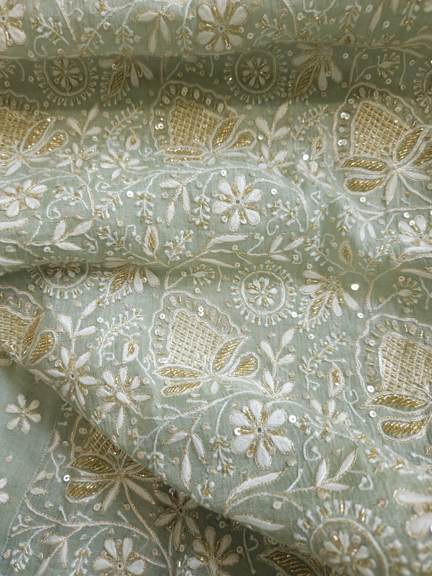 Pure Zari Tissue 2-Piece Set (Sage Green)