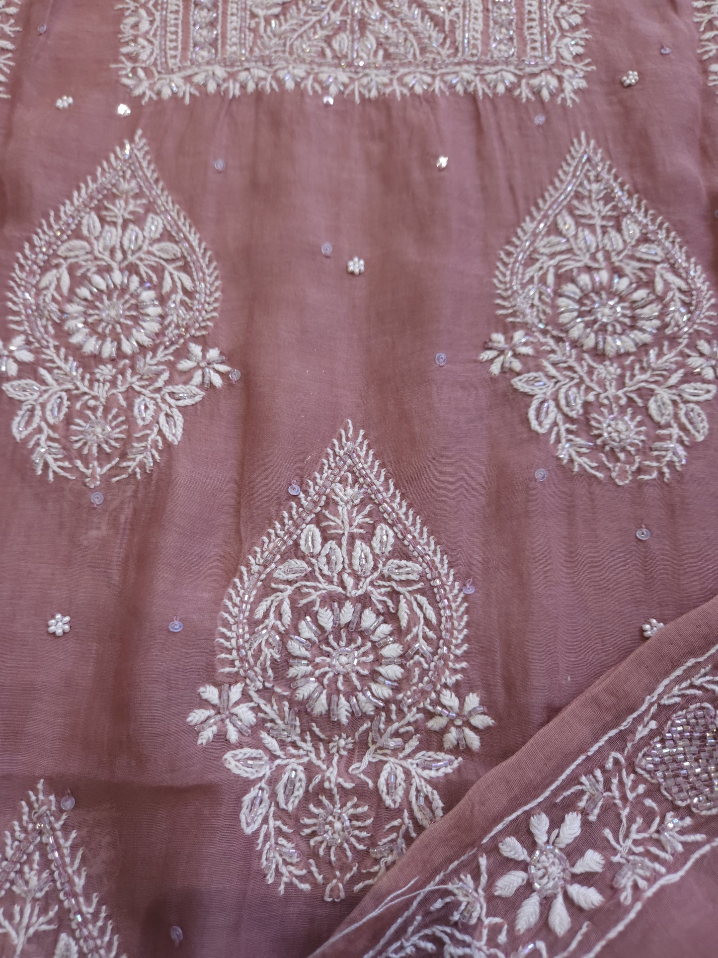 Malmal Chanderi 2-Piece Set (Brownish Purple)