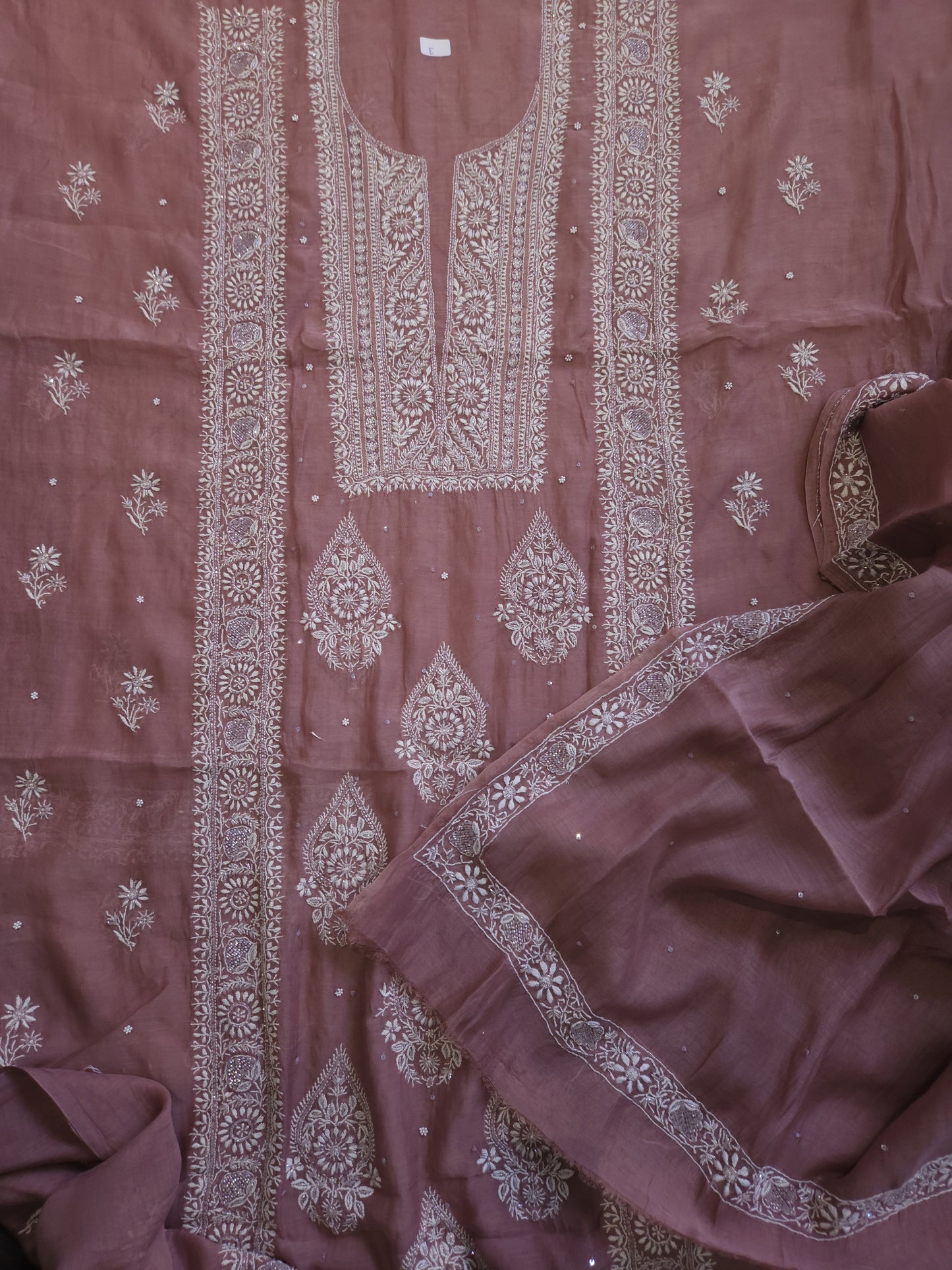 Malmal Chanderi 2-Piece Set (Brownish Purple)