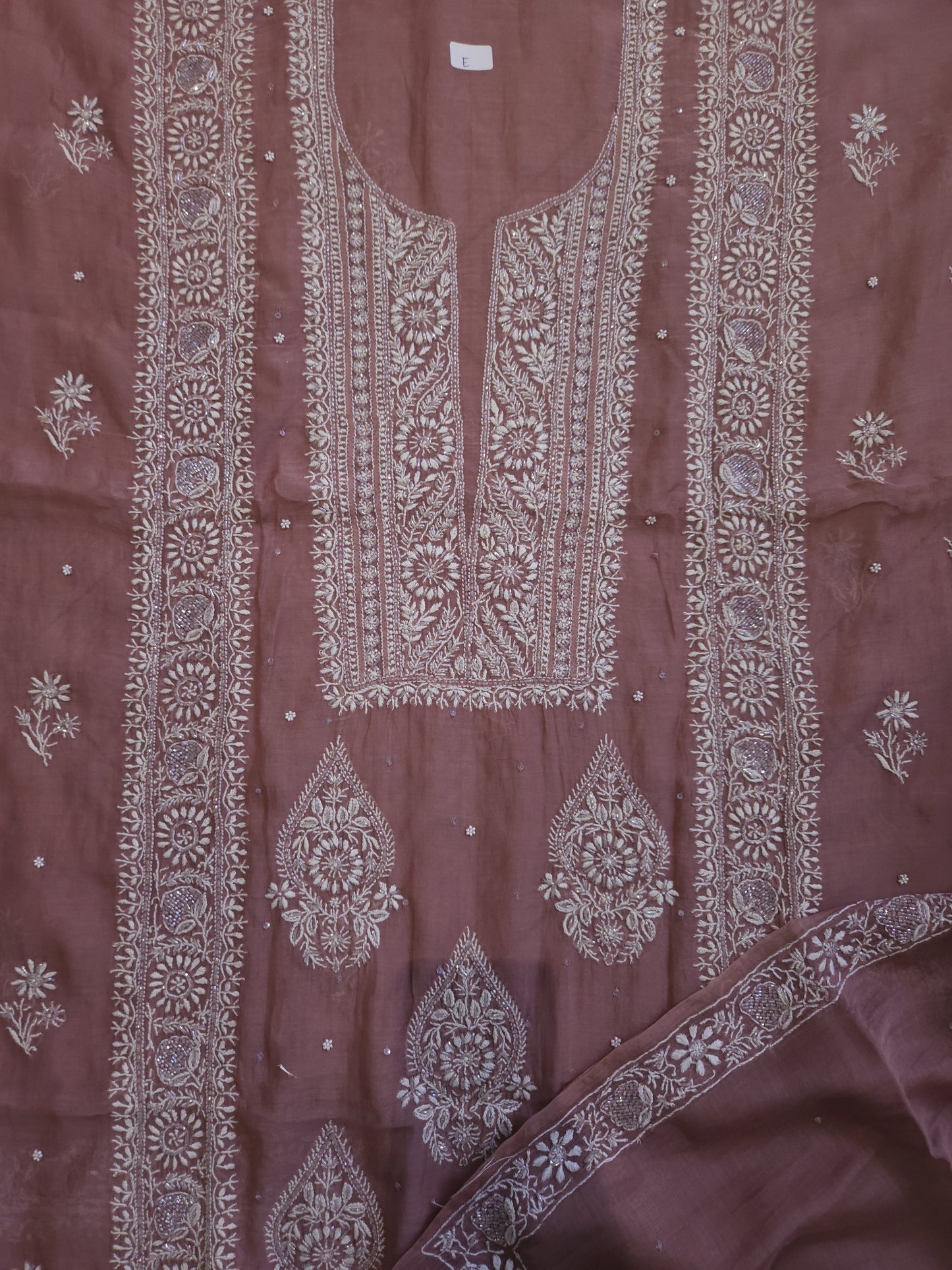 Malmal Chanderi 2-Piece Set (Brownish Purple)