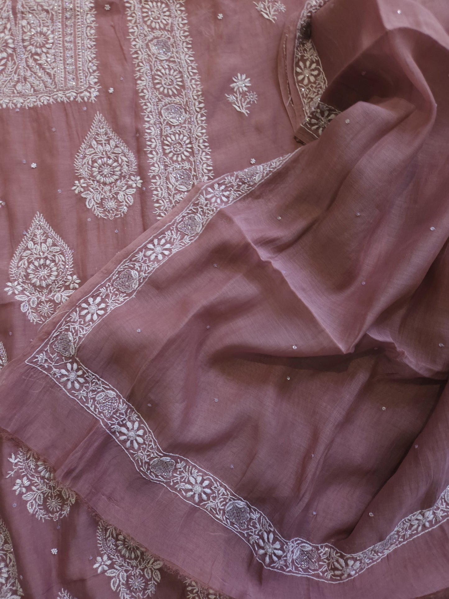 Malmal Chanderi 2-Piece Set (Brownish Purple)